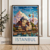 Colorful Istanbul Skyline Wall Art, Hot Air Balloons Over Historic Buildings, Vibrant Scene, Perfect Gift for Travel Lovers