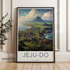 Jeju-Do wall art print, South Korea travel poster, Korean landscape decor, coastal artwork, nature wall decor, scenic illustration