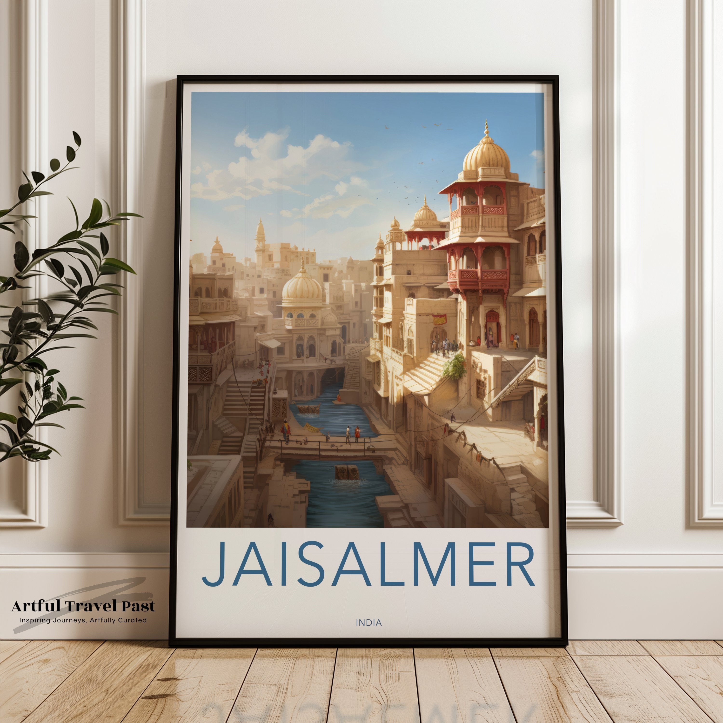 Jaisalmer India Wall Art, Vintage Cityscape Print, Travel Poster, Architectural Decor, Historical City View