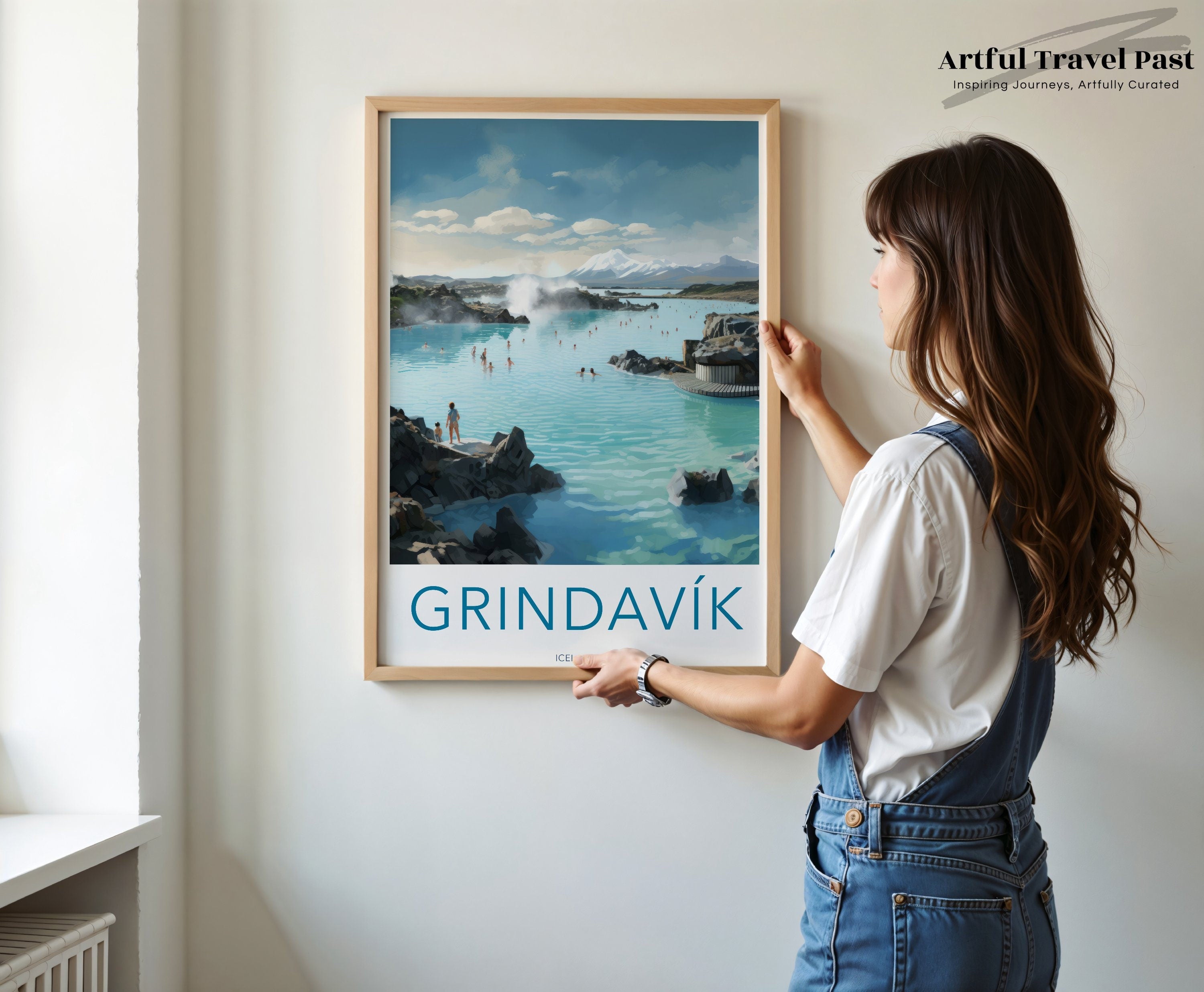 Grindavik Iceland Wall Art Print, Thermal Pool Poster, Scandinavian Travel Decor, Nordic Landscape Artwork, Coastal Home Decor