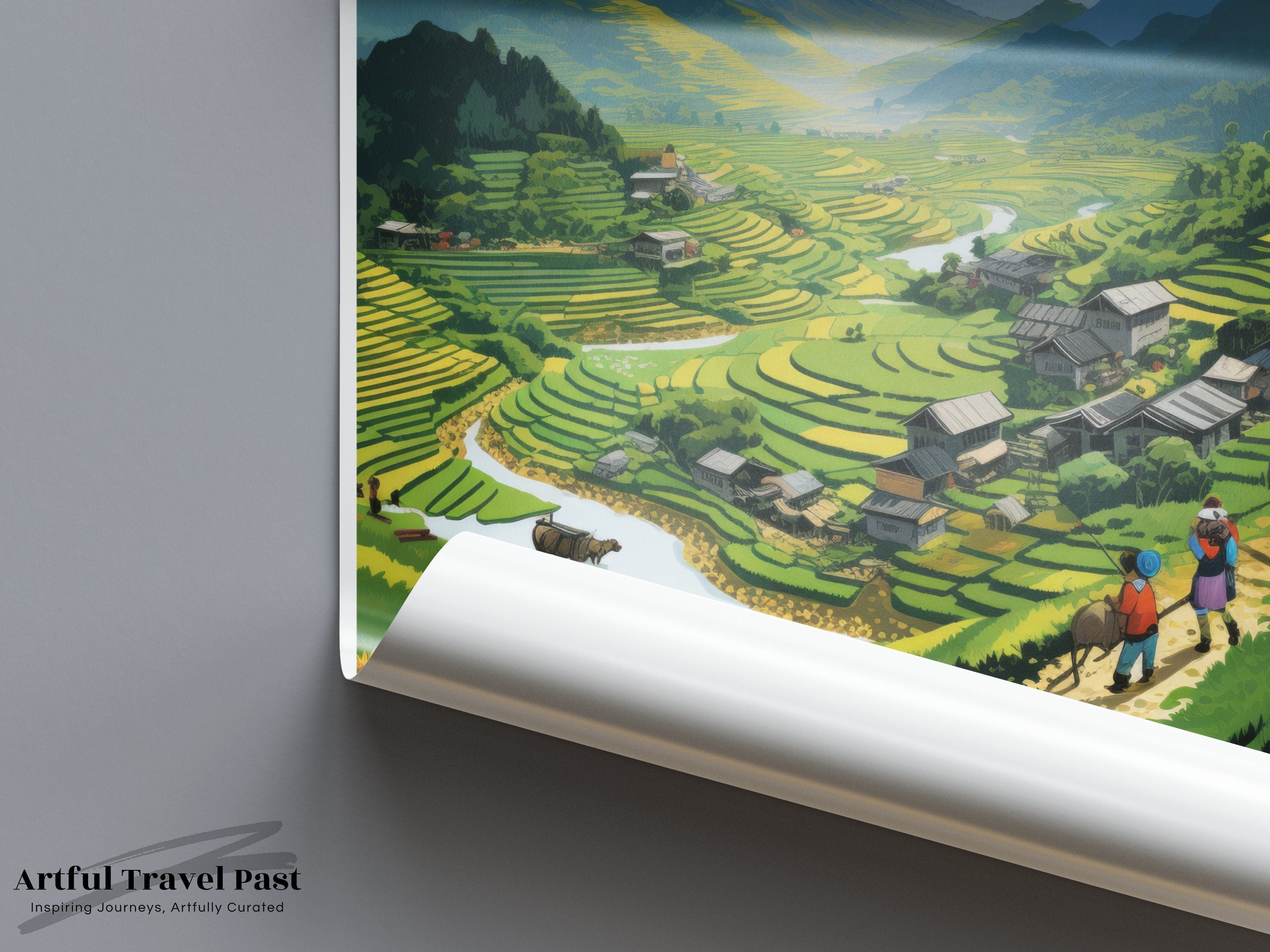 Hoang Lien Son Vietnam Landscape Wall Art, Scenic Mountain Valley Poster, Beautiful Vietnamese Countryside Print