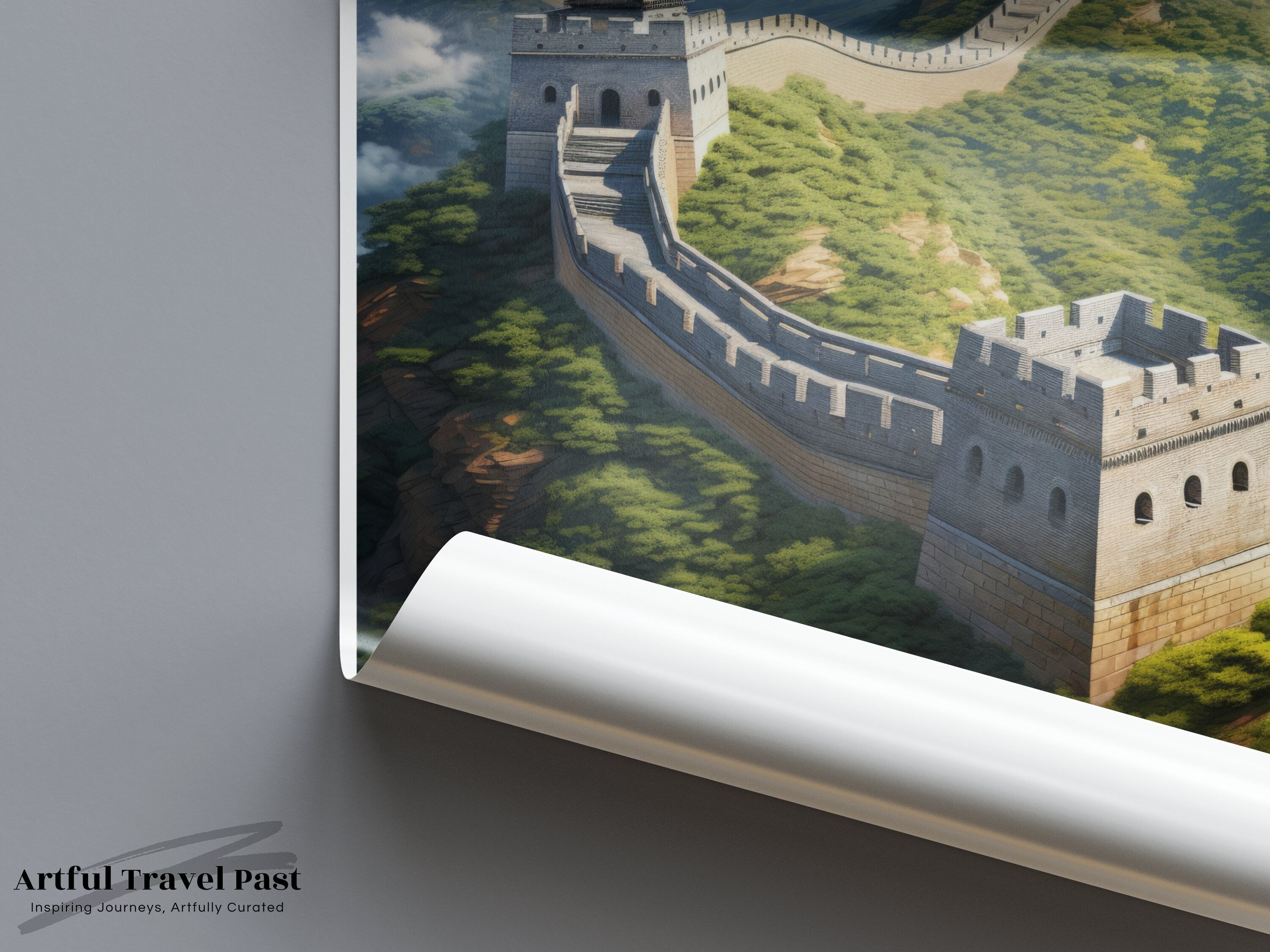 Great Wall of China wall art, Asian landscape print, historical architecture decor, travel landmark artwork, scenic poster