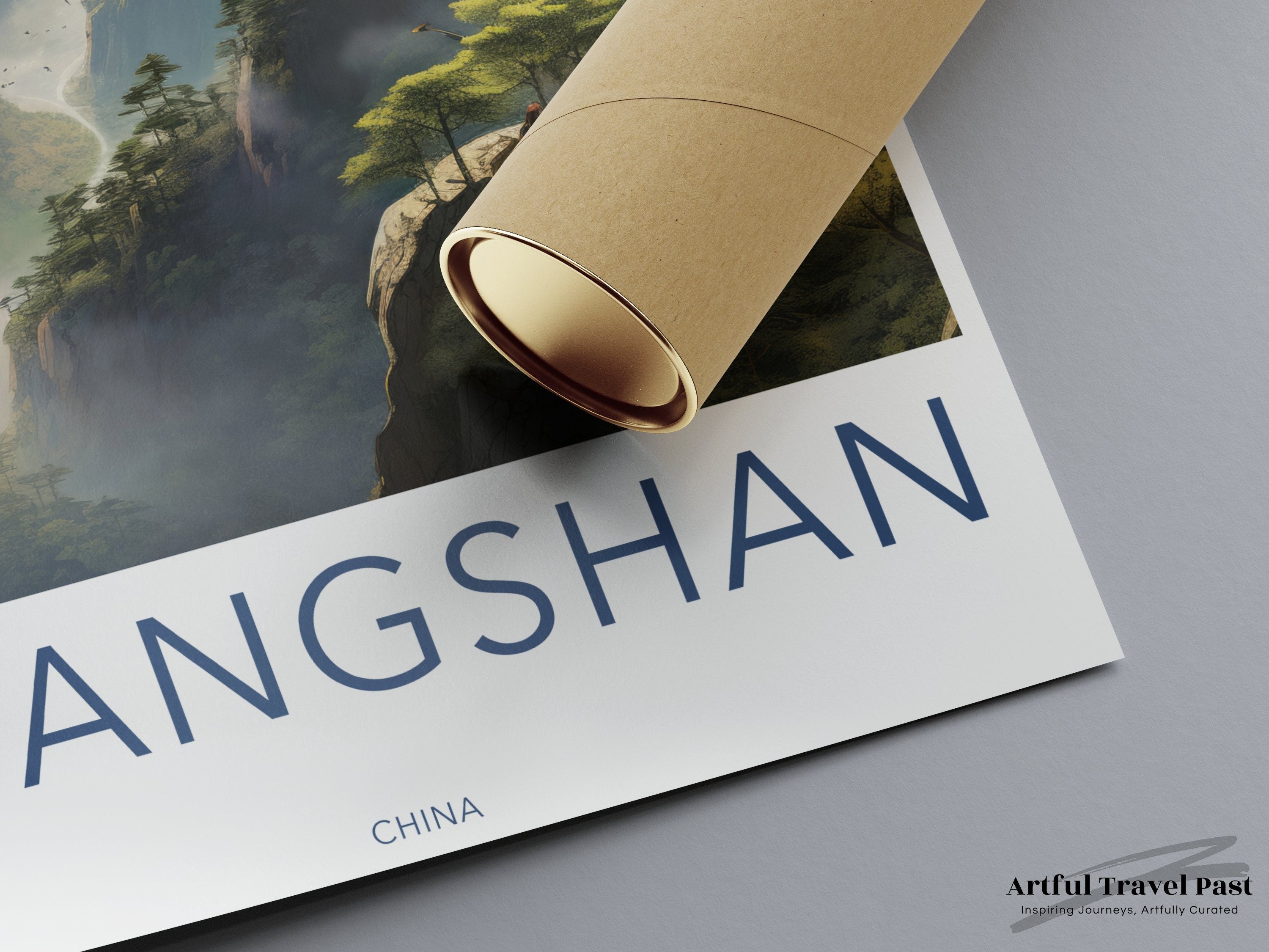 Huangshan China Wall Art Print, Scenic Nature Landscape, Mountain View Home Decor, Artistic Travel Poster, Living Room Artwork