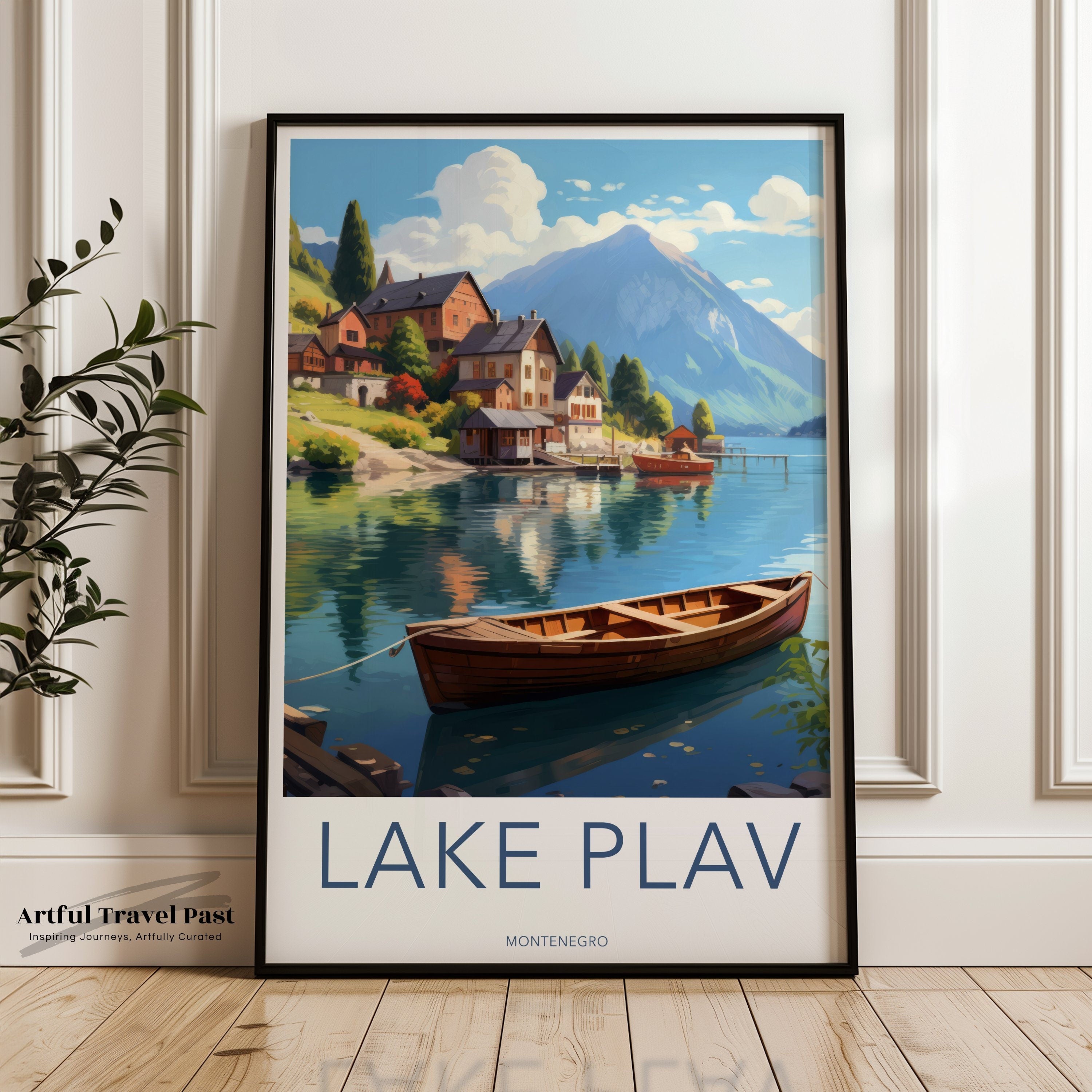 Lake Plav Montenegro Scenic Wall Art, Serene Mountain Lake Landscape Print, Tranquil Waterfront Artwork, Coastal Wall Decor