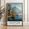 Kotor Montenegro Wall Art, Coastal Town Print, Scenic Landscape Poster, Mountain and Sea Artwork, Travel Decor, Nautical Theme