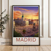 Madrid Wall Art Print, Spain Cityscape Poster, Sunset City View, Historical Architecture Decor, Vibrant Urban Landscape