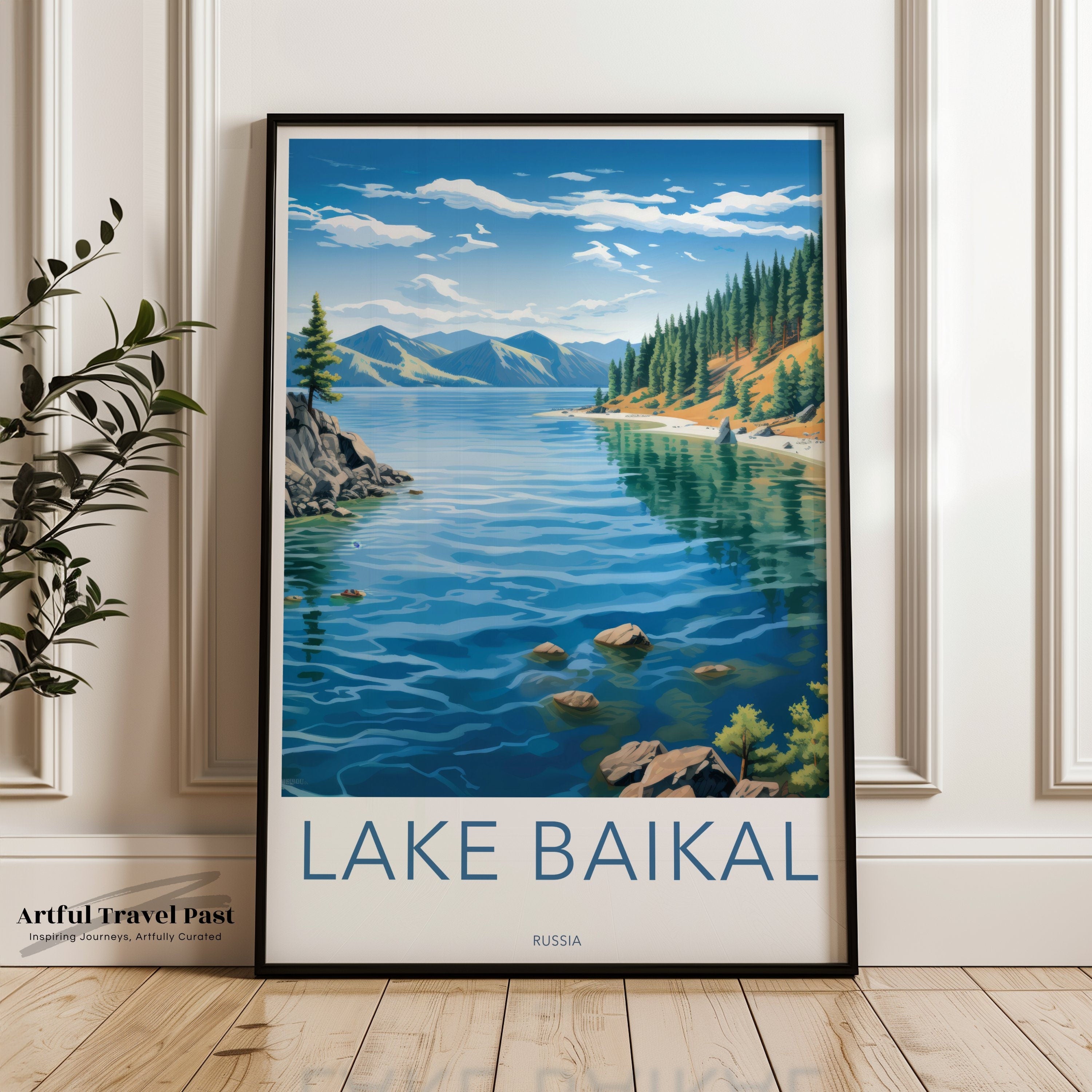 Scenic Lake Baikal Wall Art, Nature Poster, Landscape Print, Coastal Art, Russia Travel Decor, Lake View Artwork for Home Decor