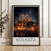 Kolkata India Night Scene Wall Art, Vibrant Cityscape Print, Illuminated Architecture Poster, Fireworks Temple Art Decor