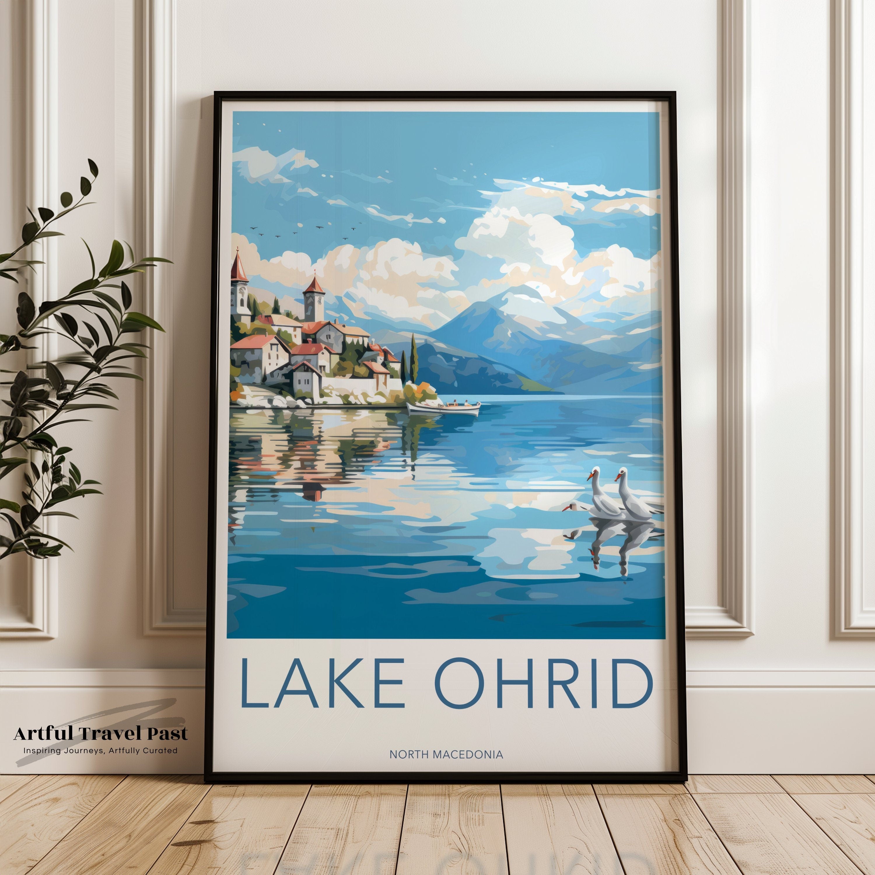 Lake Ohrid North Macedonia Wall Art, Scenic Lake Print, Serene Waters Artwork, European Landscape Poster, Beautiful Nature Decor