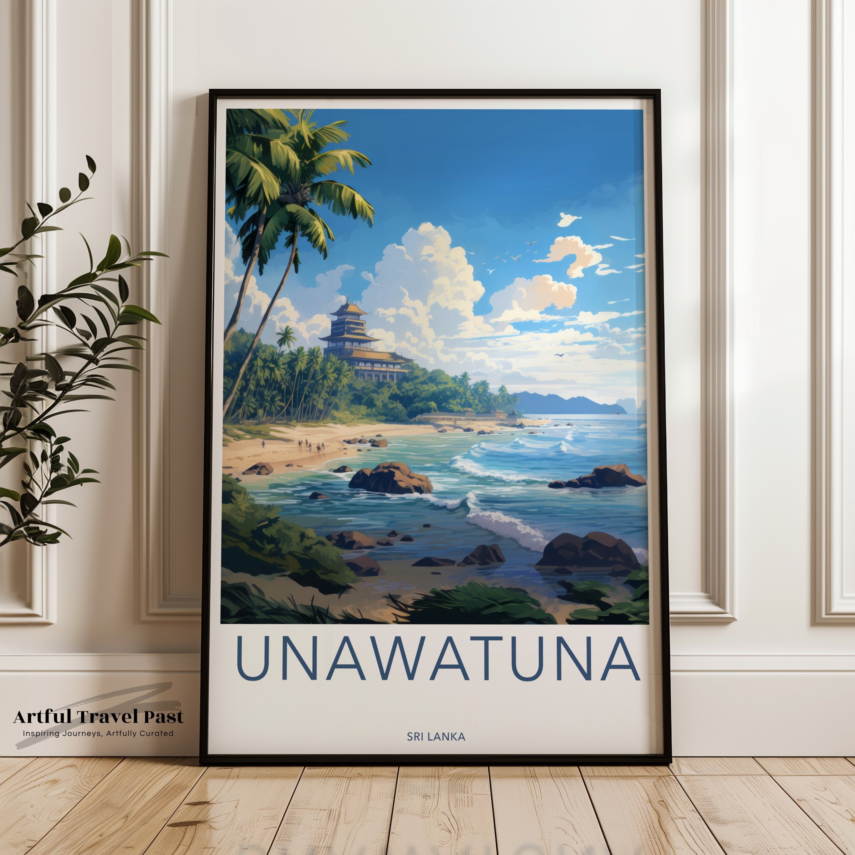 Unawatuna Wall Art Print, Sri Lanka Beach Landscape, Coastal Canvas Art, Tropical Home Decor, Oceanview Artwork, Travel Poster