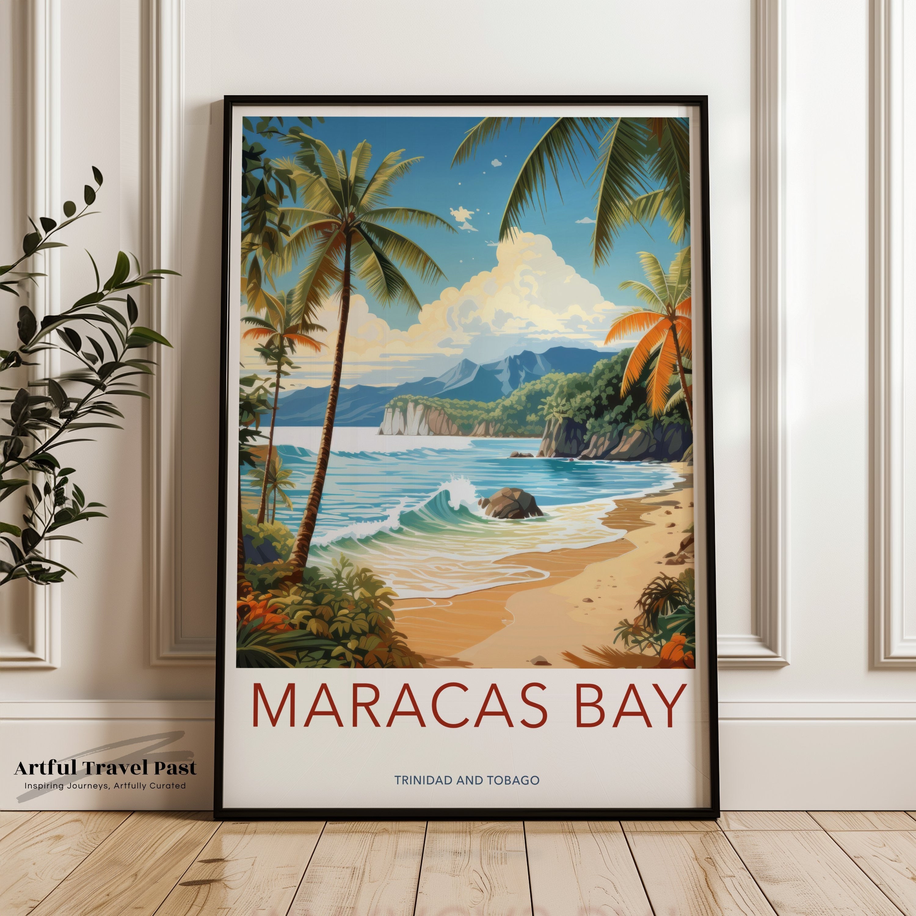 Maracas Bay Trinidad and Tobago Wall Art Print, Tropical Beach Scene Poster, Caribbean Coastline Decor, Ocean Landscape Artwork