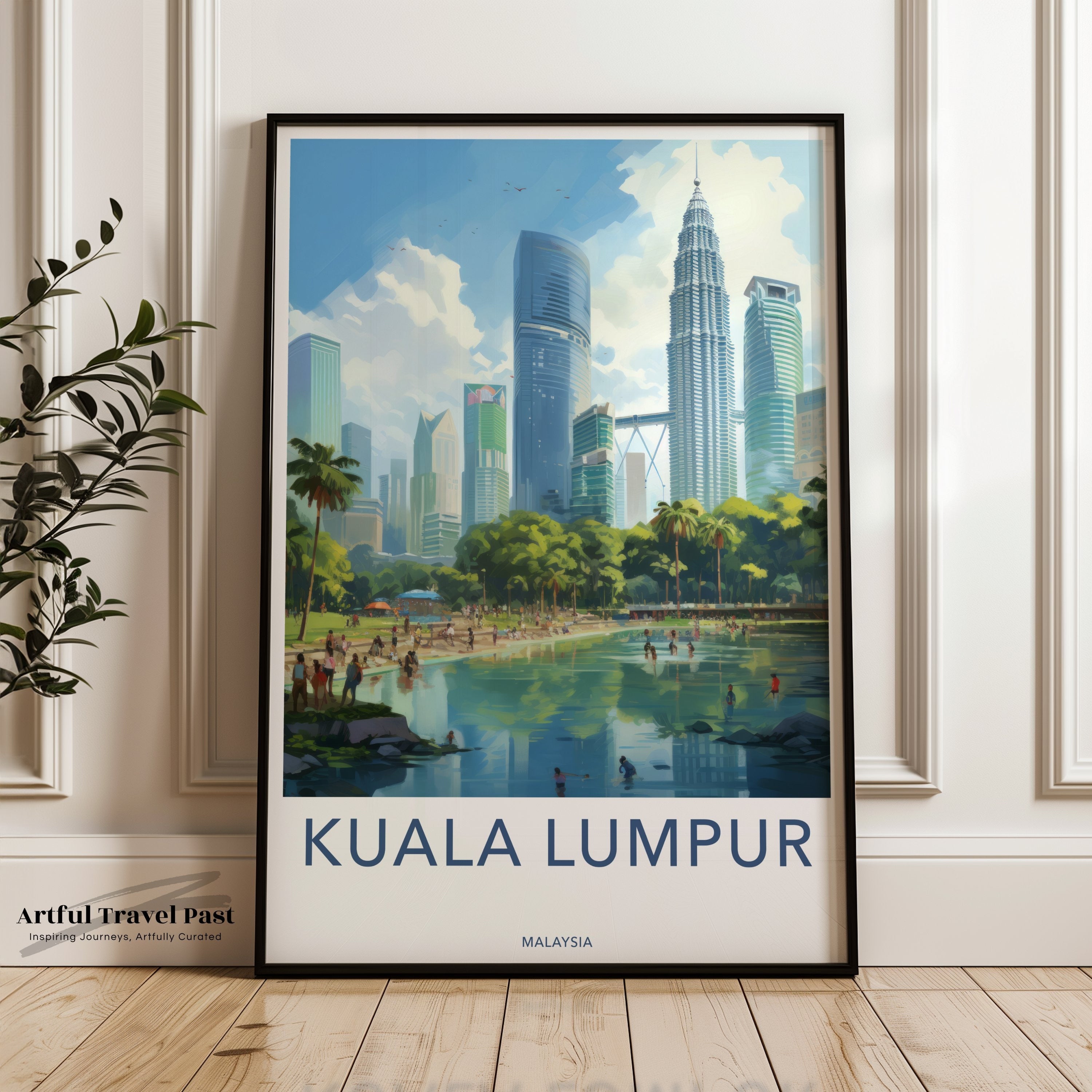 Kuala Lumpur cityscape wall art, modern city print, skyline poster, Malaysia travel souvenir, urban home decor, office artwork