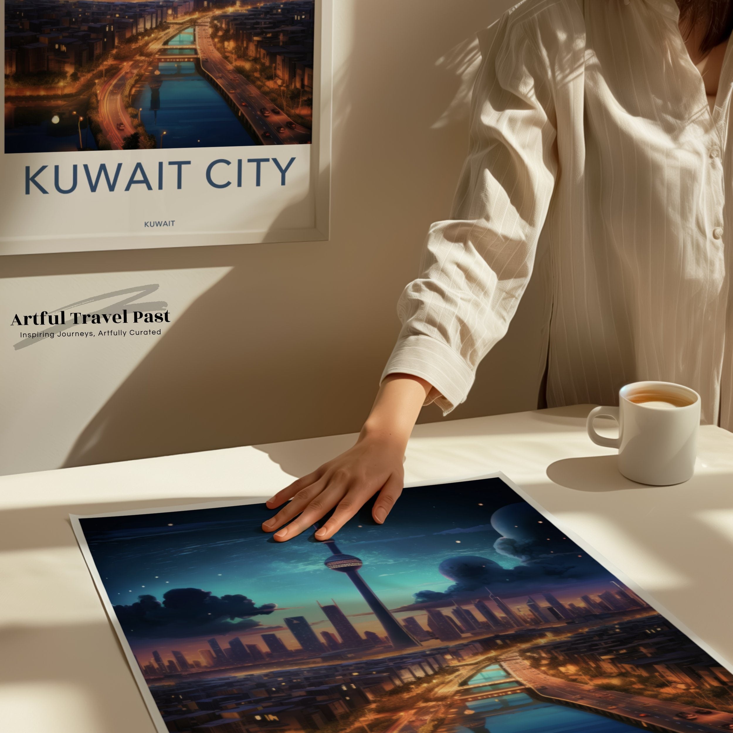 Kuwait City Wall Art, Beautiful Night Skyline Print, Cityscape Decor, Urban Landscape Poster, Modern Art, Home Wall Decor