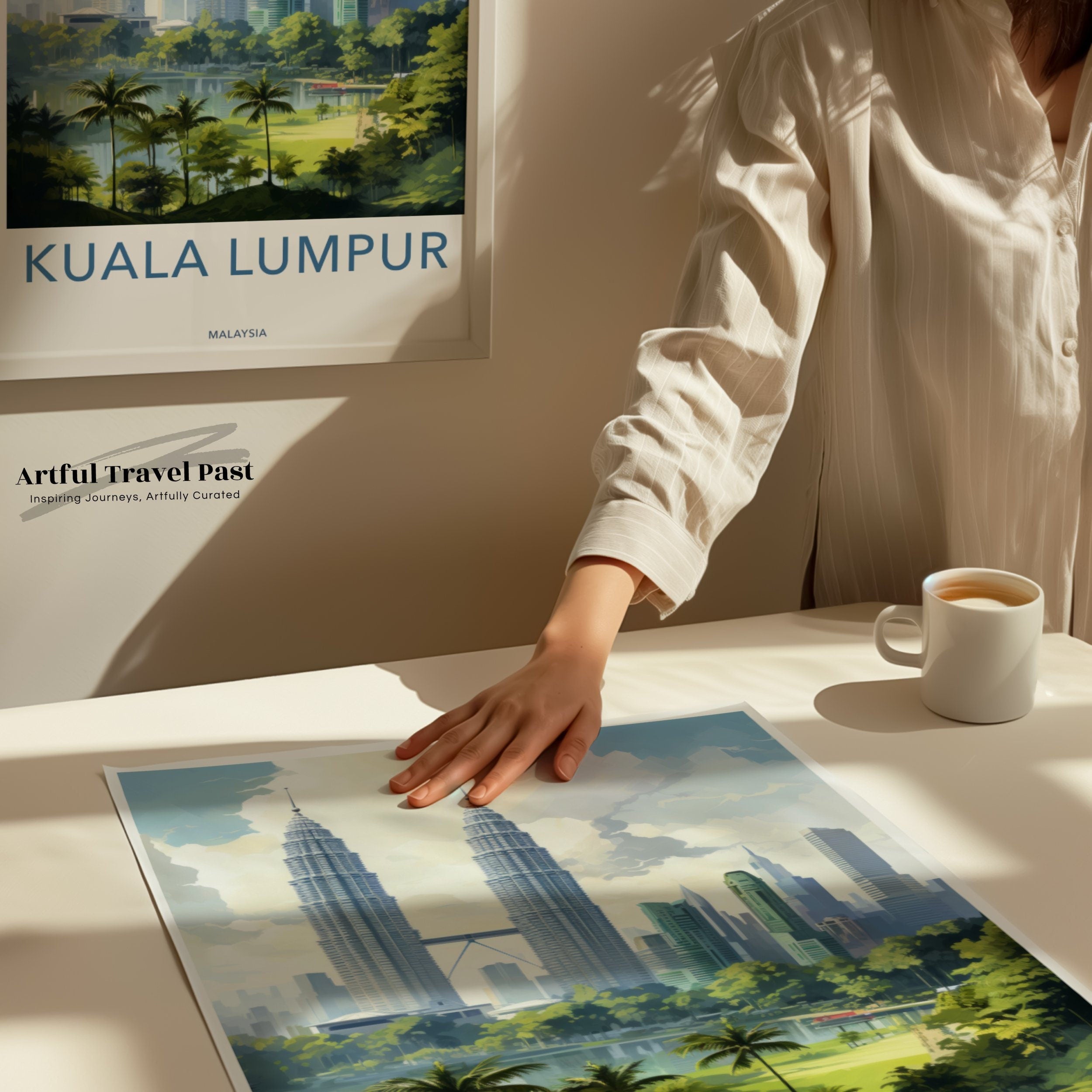 Kuala Lumpur city skyline poster, Malaysian landmarks art print, Kuala Lumpur travel decor, cityscape wall art, Malaysia print decor