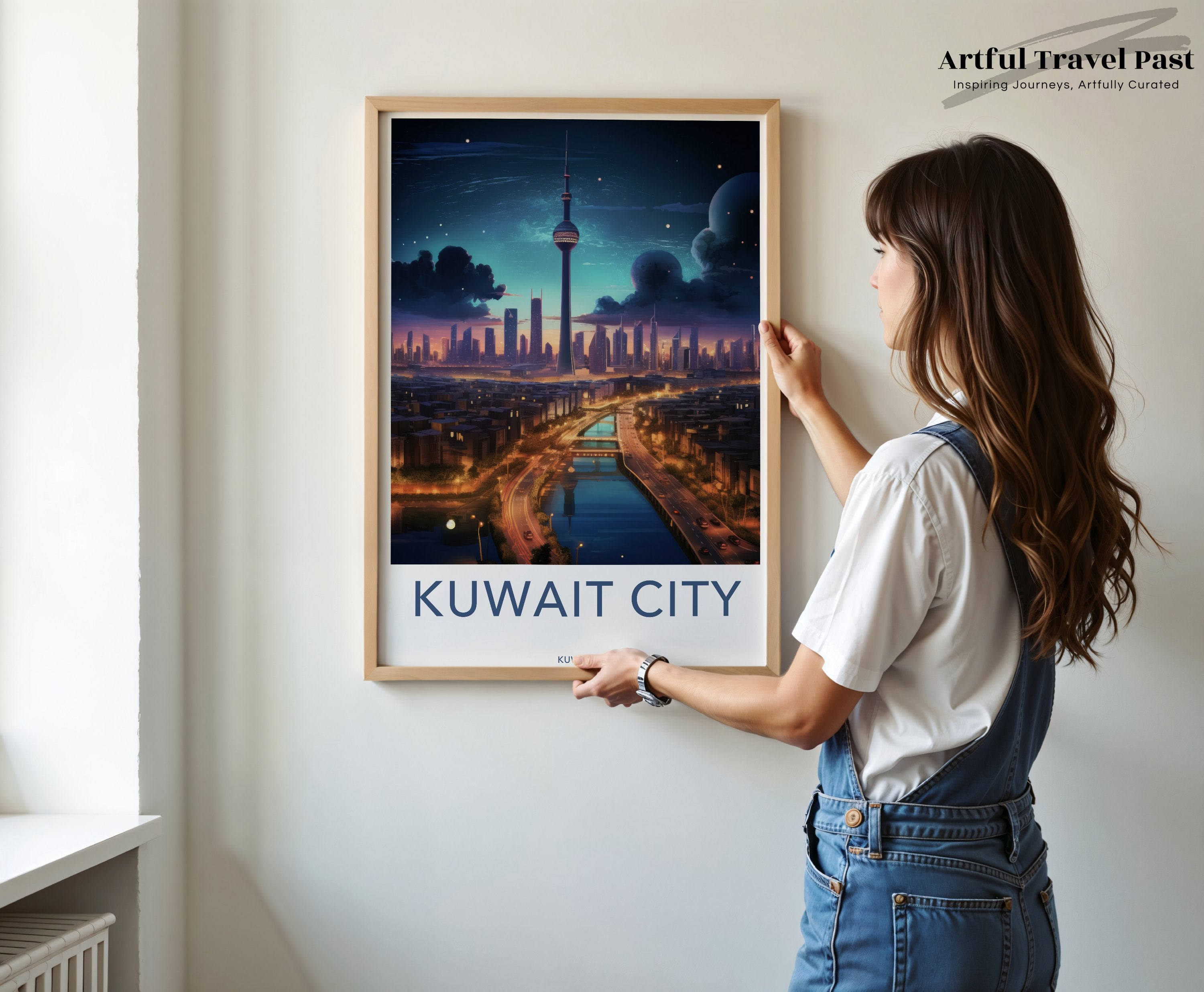 Kuwait City Wall Art, Beautiful Night Skyline Print, Cityscape Decor, Urban Landscape Poster, Modern Art, Home Wall Decor