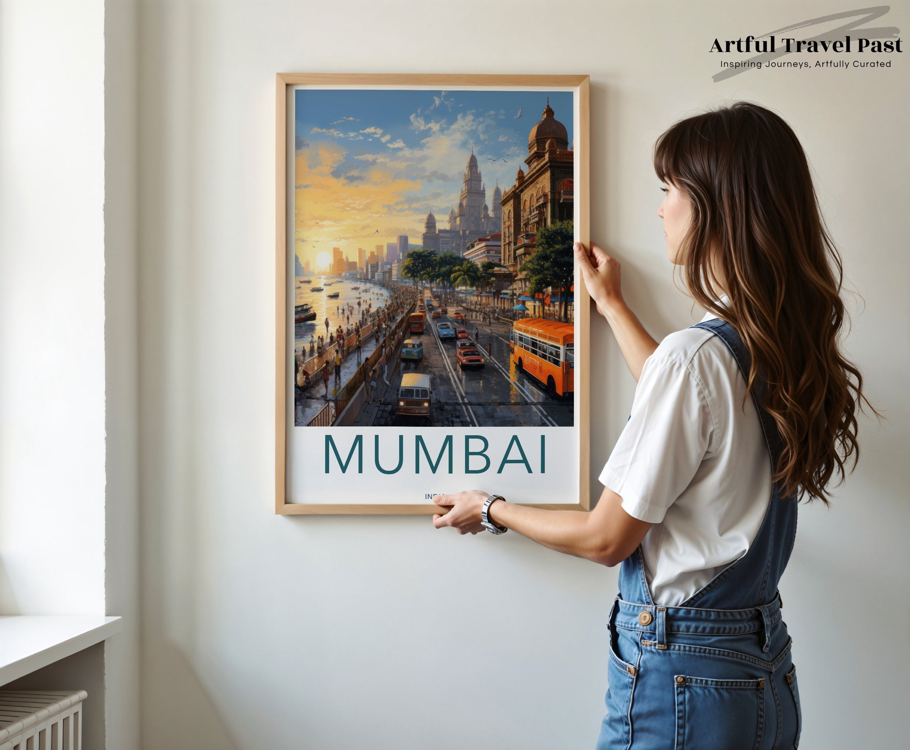 Mumbai Cityscape Wall Art Print, Sunset Urban Landscape Poster, India Street View, City Wall Decor, Travel Home Decor