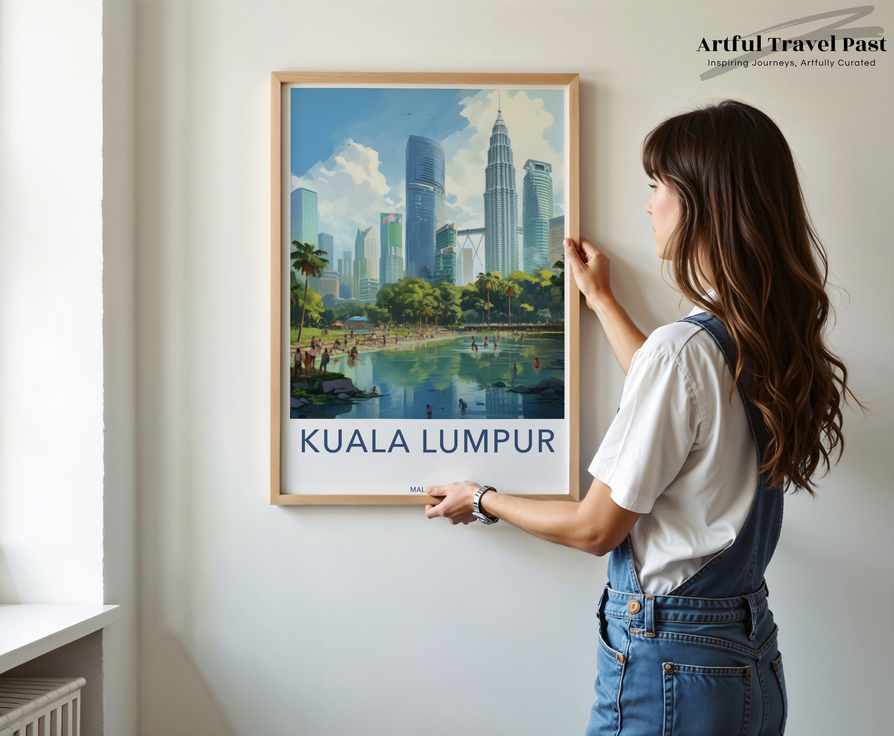 Kuala Lumpur cityscape wall art, modern city print, skyline poster, Malaysia travel souvenir, urban home decor, office artwork