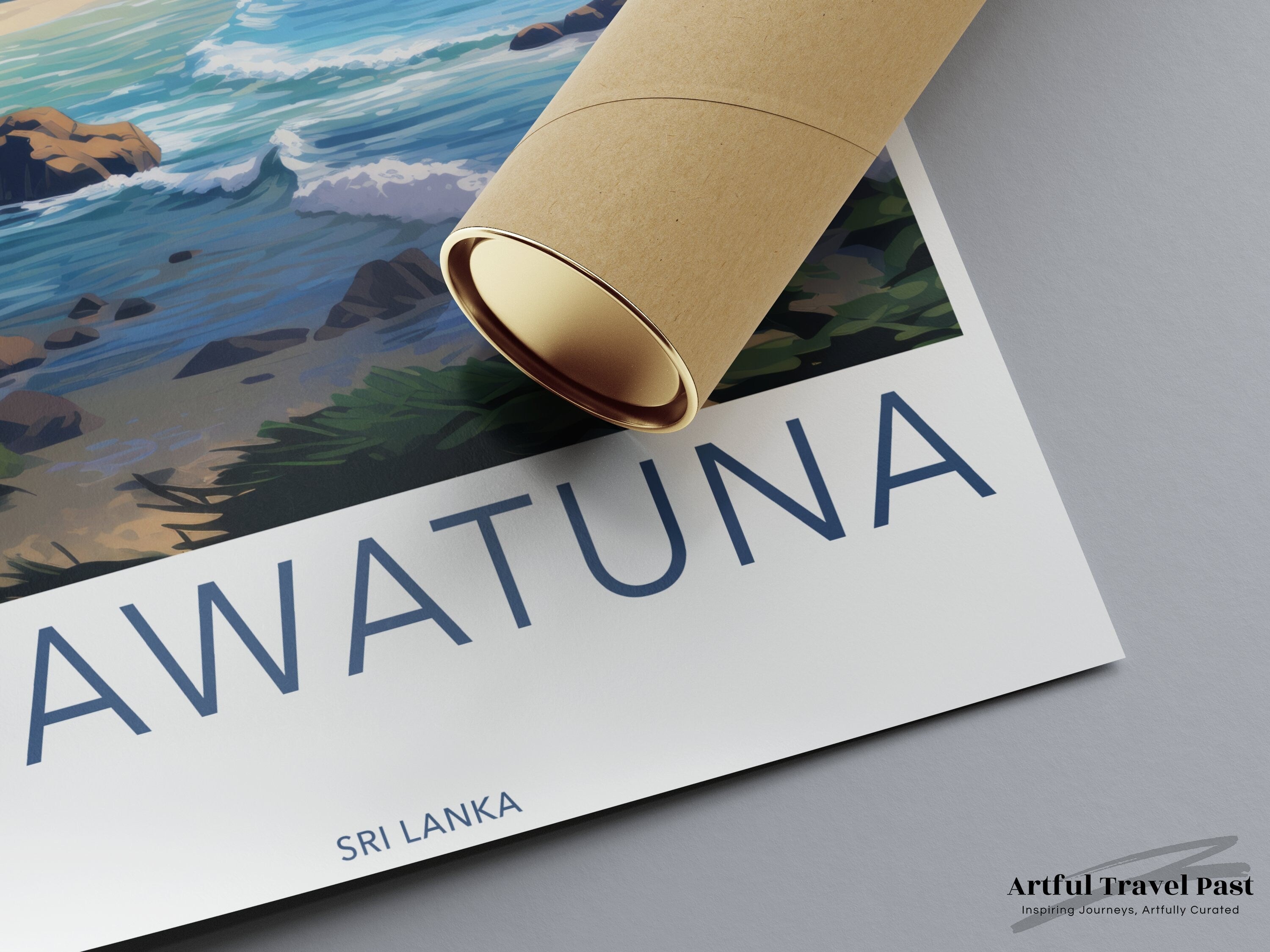 Unawatuna Wall Art Print, Sri Lanka Beach Landscape, Coastal Canvas Art, Tropical Home Decor, Oceanview Artwork, Travel Poster