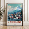 Zakopane Poland Winter Wonderland Wall Art, Snowy Mountain Town Scene Print, Scenic Landscape Poster, Alpine Village Artwork