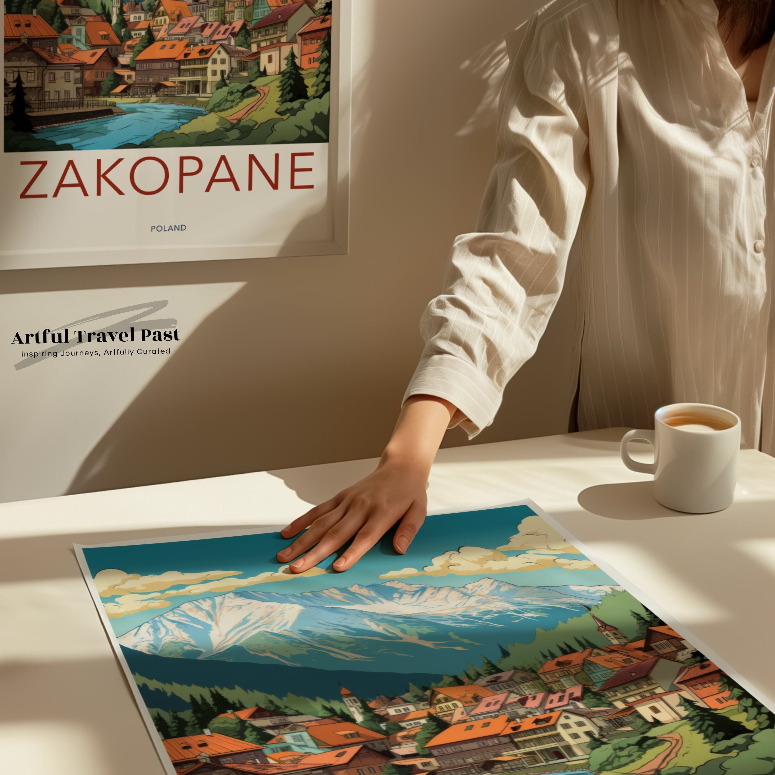 Zakopane Poland Mountain Village Scenery, Travel Poster Wall Art, Scenic Landscape Wall Decor, European Town Artwork