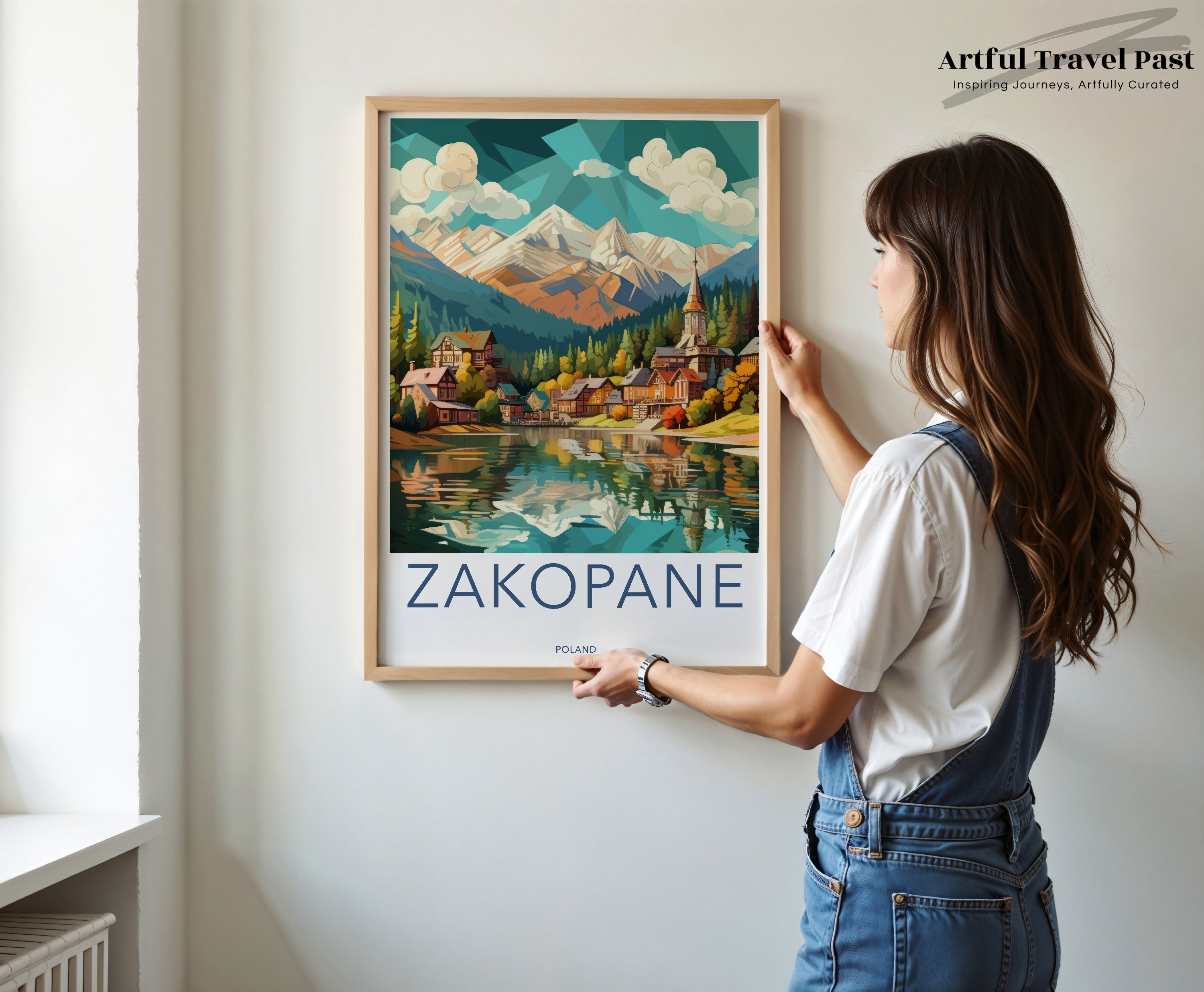 Zakopane Mountain Town Wall Art Print, Scenic Poland Landscape Poster, Vibrant Nature Illustration, Home Decor