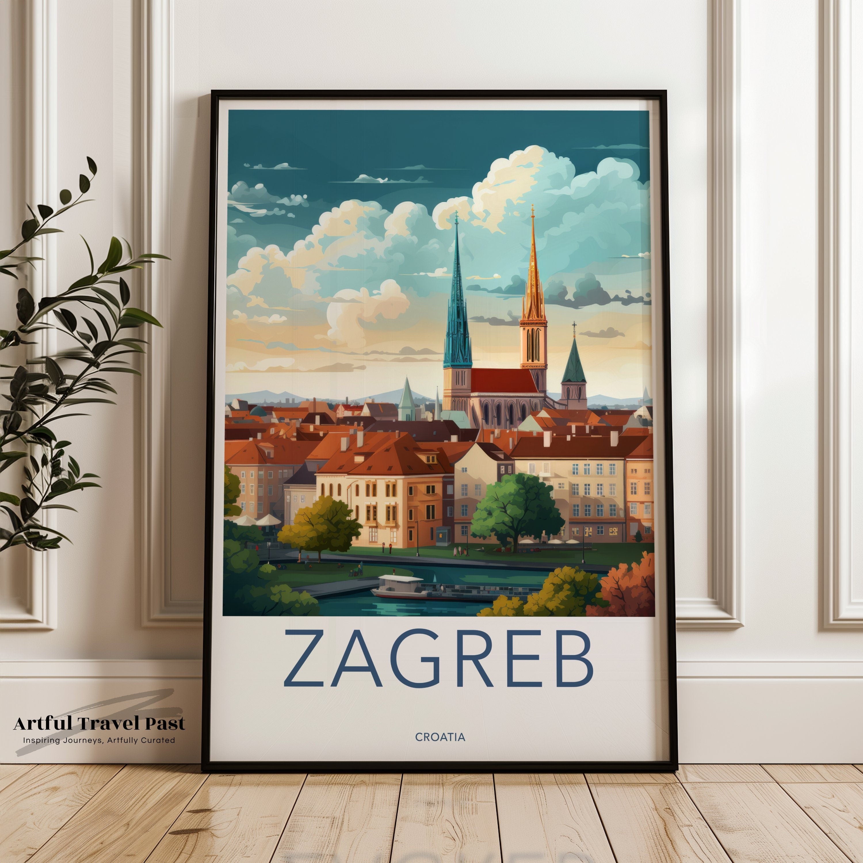 Zagreb Skyline Wall Art, Colorful Cityscape Print, Urban Decor for Home or Office, Croatia Poster, City View Illustration