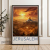 Jerusalem Sunset Wall Art, Old City Landscape Painting, Historical Decor Poster, Jerusalem Golden Dome Artwork, Israel Travel Print