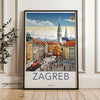 Zagreb Wall Art Print, Croatia Cityscape Poster, Travel Poster, European City Wall Decor, Architecture Art, Vibrant City Artwork