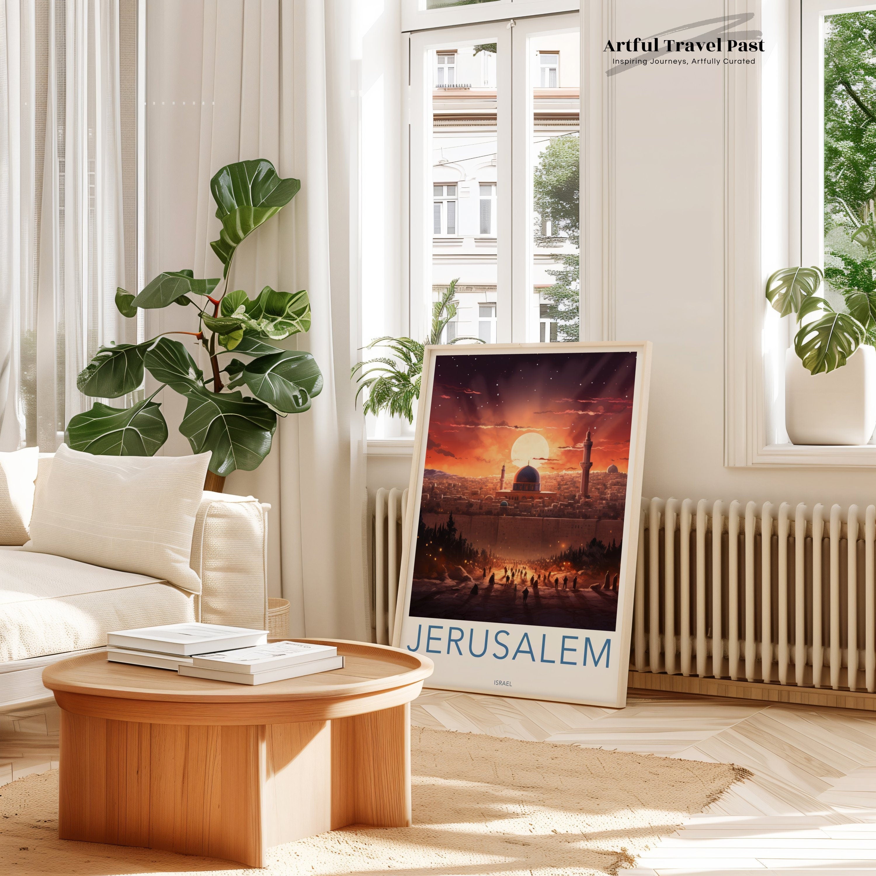 Jerusalem Sunset Wall Art, Israel Cityscape Print, Middle Eastern Home Decor, Travel Poster, Sunrise Landscape Artwork