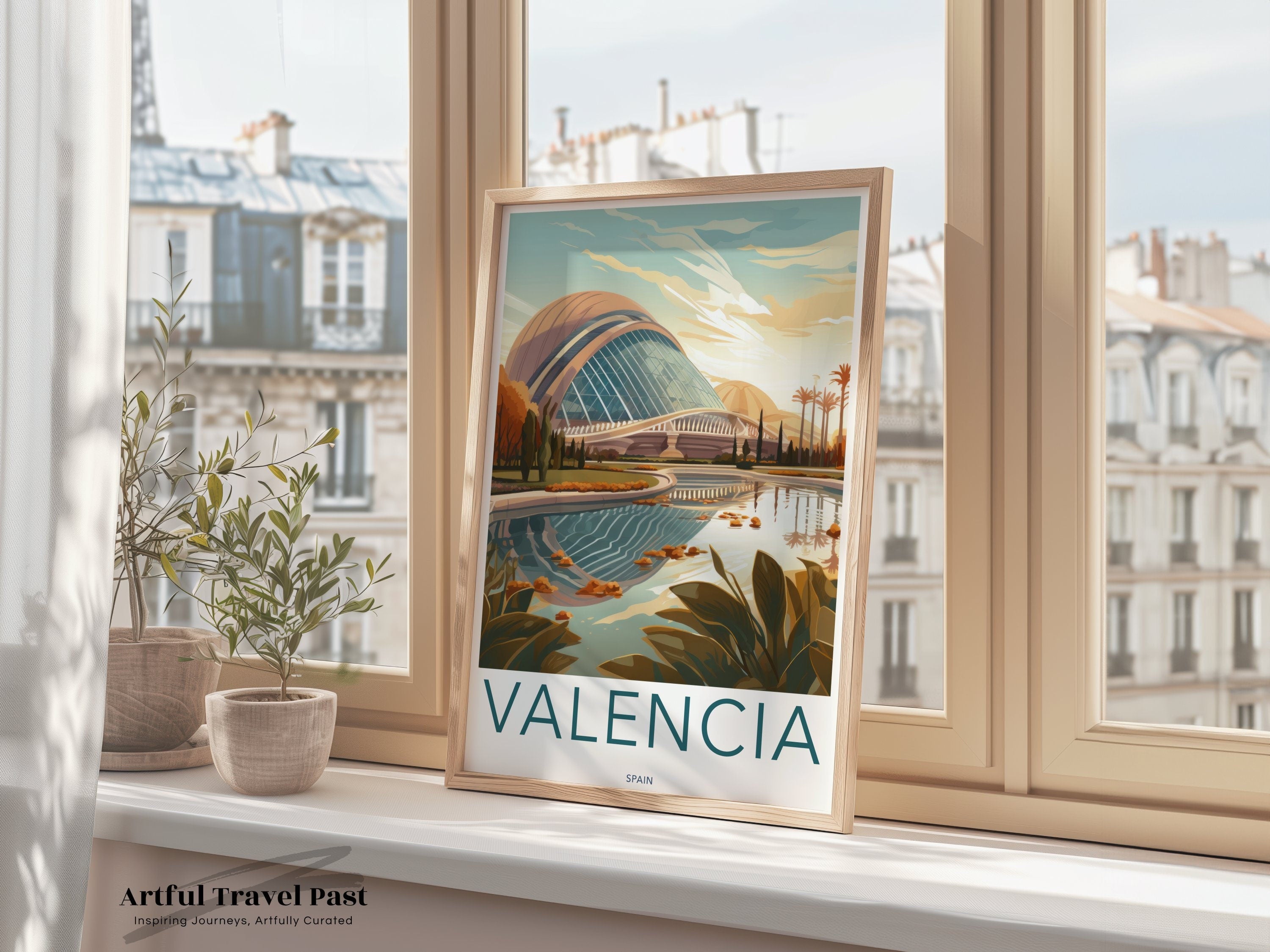 Valencia Spain Modern Wall Art Print, Cityscape Poster, Contemporary Travel Decor, Vibrant City Landscape Art, Scenic Artwork for Home