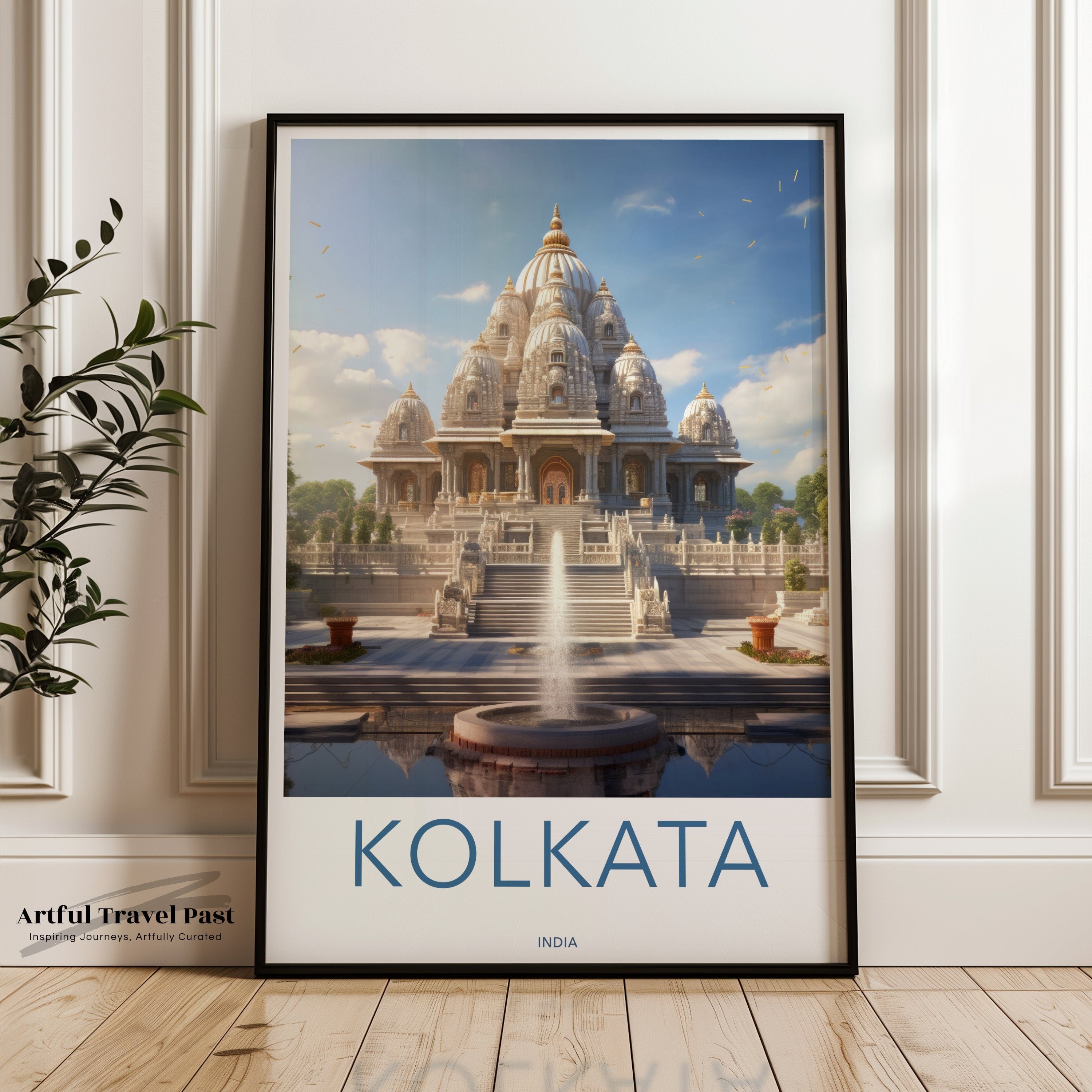 Kolkata India Wall Art Print, Kolkata Wall Decor, Indian Architecture Poster, Historic Landmarks Art, Temple Illustration