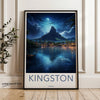 Kingston Jamaica Night Skyline, Stunning Mountain View Wall Art, Moonlit Waterfront Decor, Dreamy Island Nightscape, Caribbean Serenity