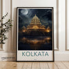 Stunning Kolkata Wall Art Print, Moonlit Temple Reflection, Illuminated Architecture, Nighttime Serenity, Cultural Landmark Art