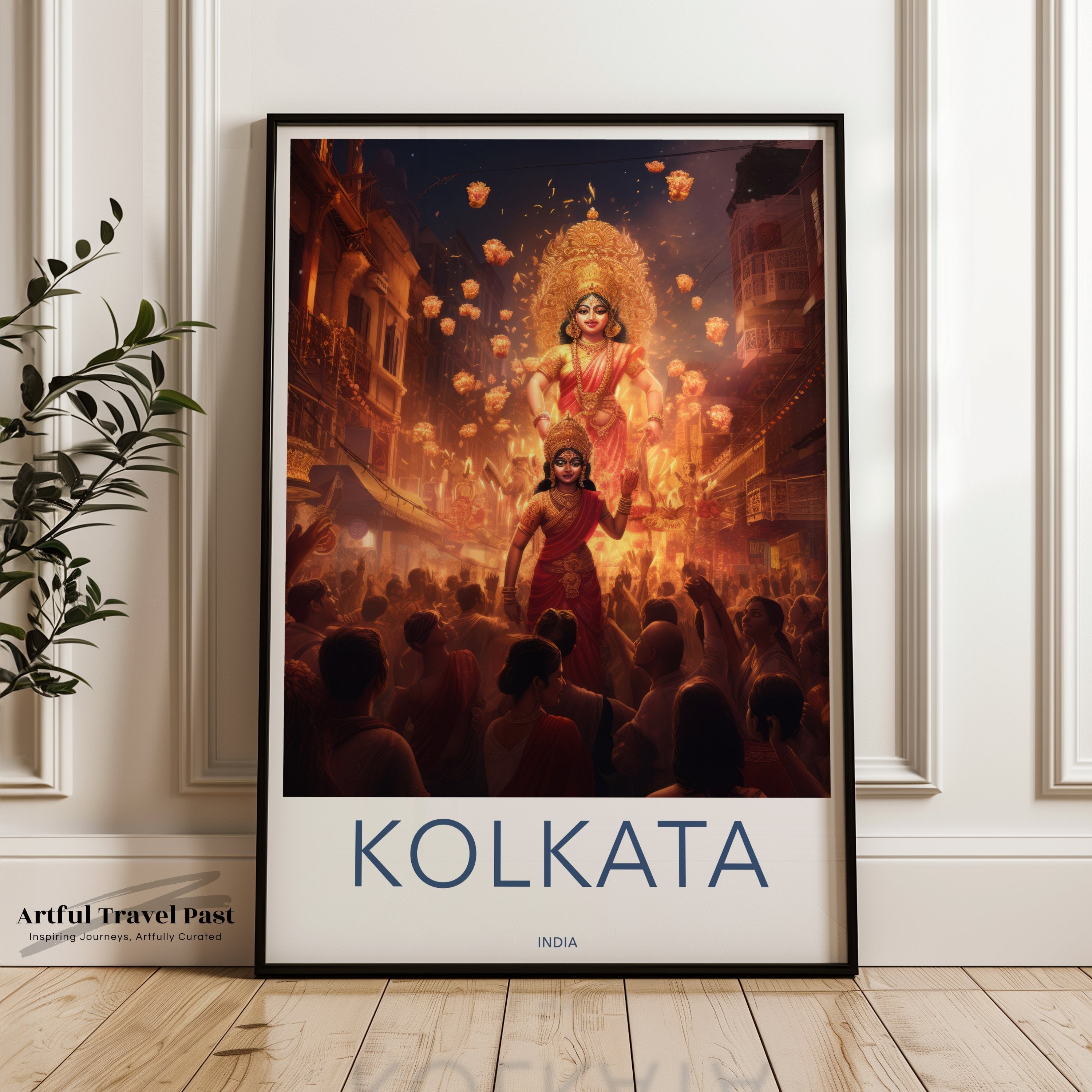 Kolkata Wall Art Print, Indian Cultural Decor, Historical Cityscape Poster, Festive Celebration Wall Art, Vibrant Indian Artwork