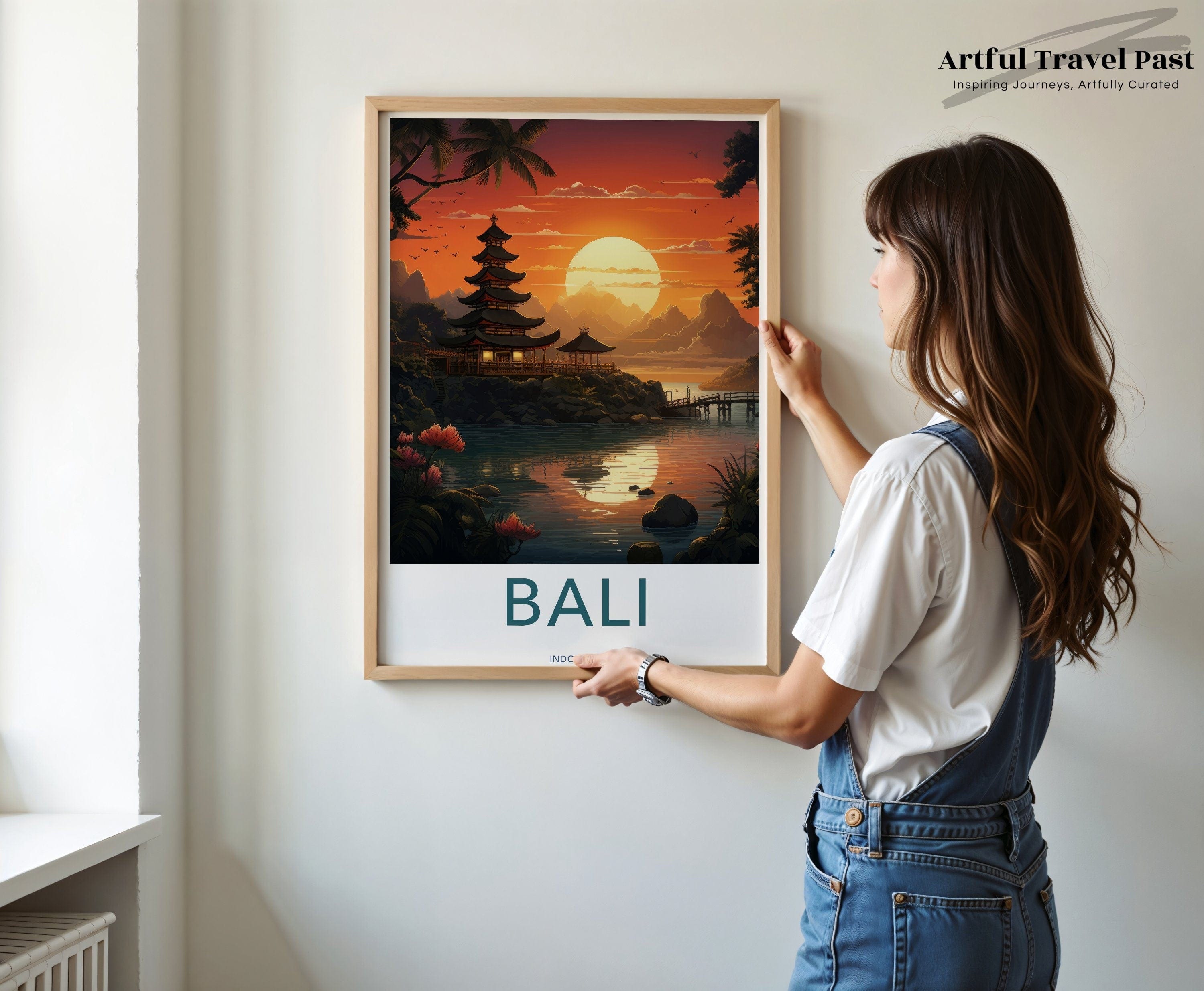 Wall Art Bali Poster | Sunset Over Pagoda | Indonesia Wall Art