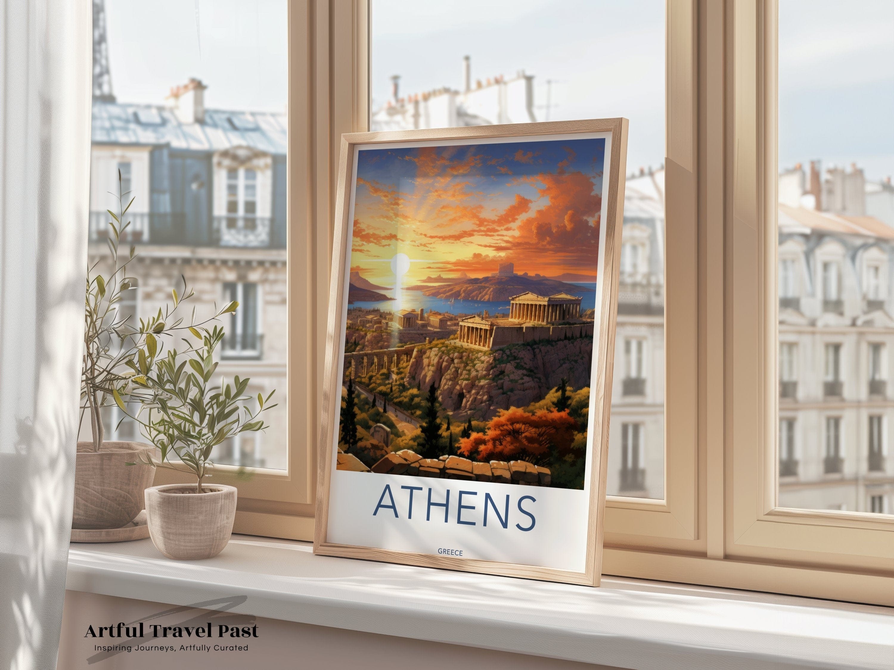 Wall Art Athens Poster | Ancient Ruins at Dusk | Greece Wall Art