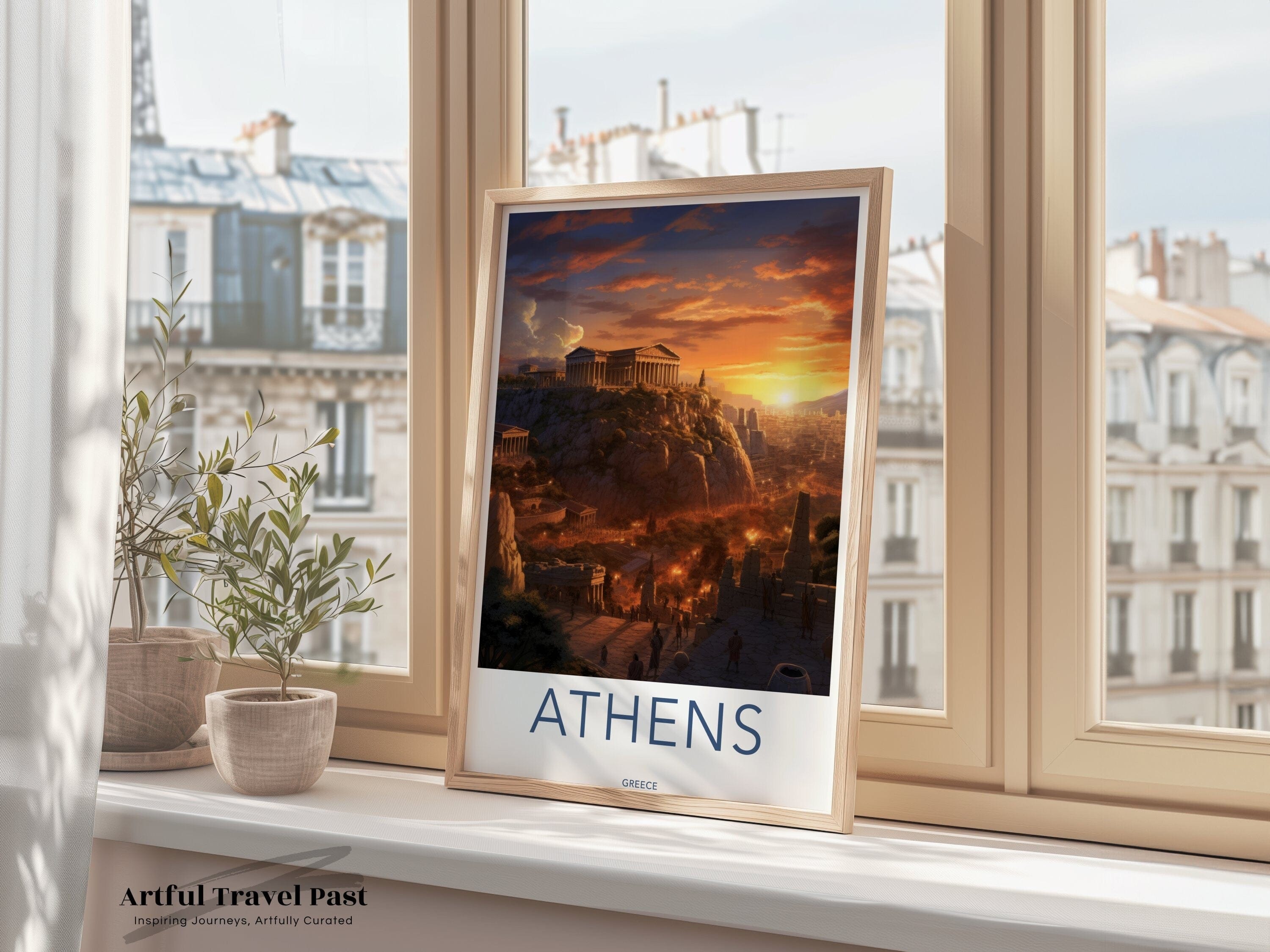 Wall Art Athens Poster | Scenic Acropolis Sunset | Greece Wall Art