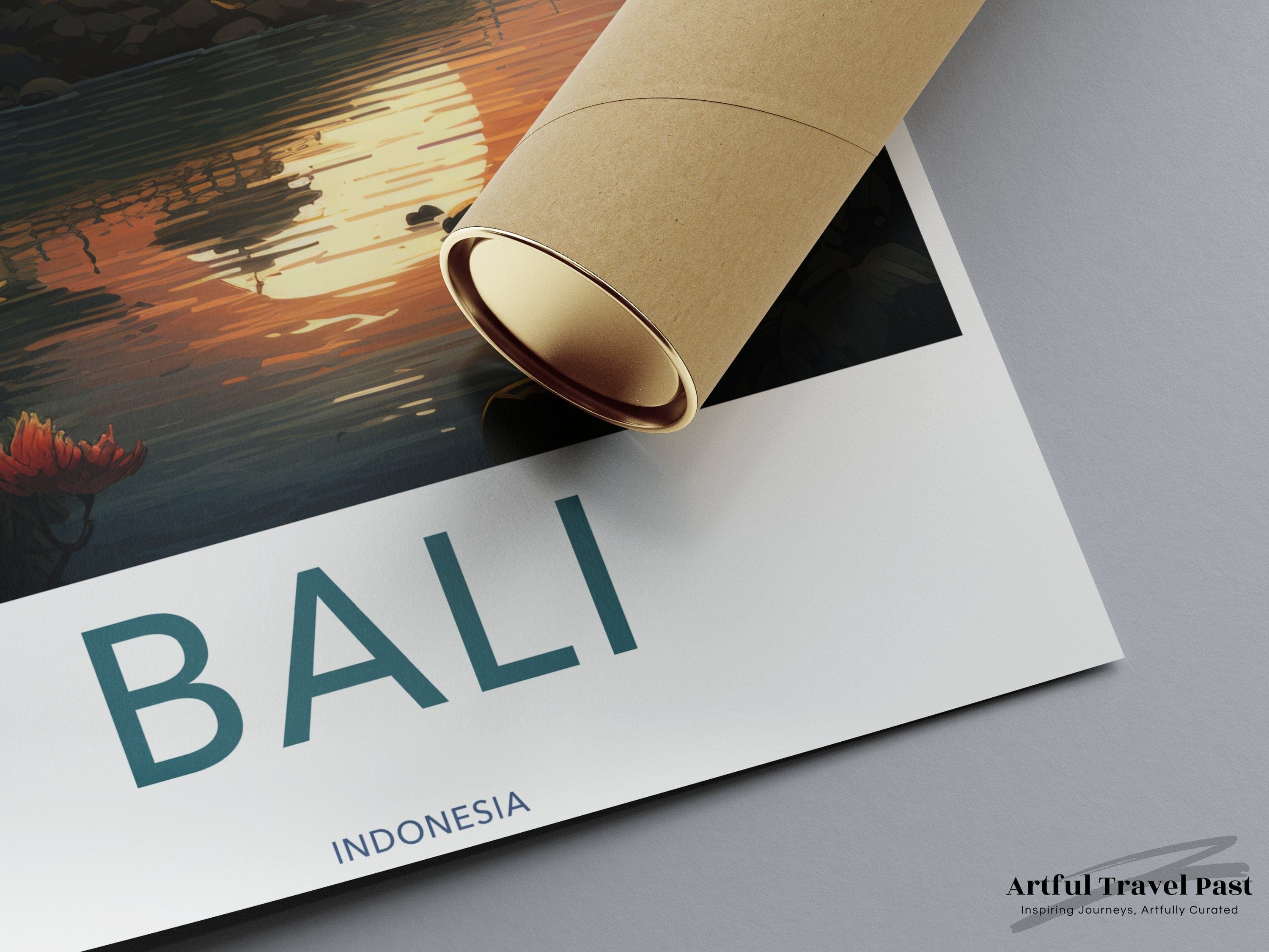 Wall Art Bali Poster | Sunset Over Pagoda | Indonesia Wall Art