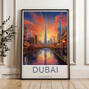 Dubai Framed Poster, Stunning Dubai Skyline at Sunset, Iconic Burj Khalifa, Captivating Dubai Marina, Beautiful Dubai Souks