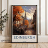 Edinburgh Framed Poster, Historical Cityscape Art, Beautiful Autumn Scene, Gothic Architecture, Perfect Wall Decor, Scotland Print