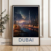 Dubai Framed Poster, Stunning Dubai Skyline Art, Night View of Dubai, United Arab Emirates Cityscape, Wall Decor