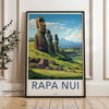 Easter Island Moai Statues Framed Poster, Rapa Nui Scenic Wall Art, Polynesian Cultural Artwork, Historic Chilean Landmark Decor