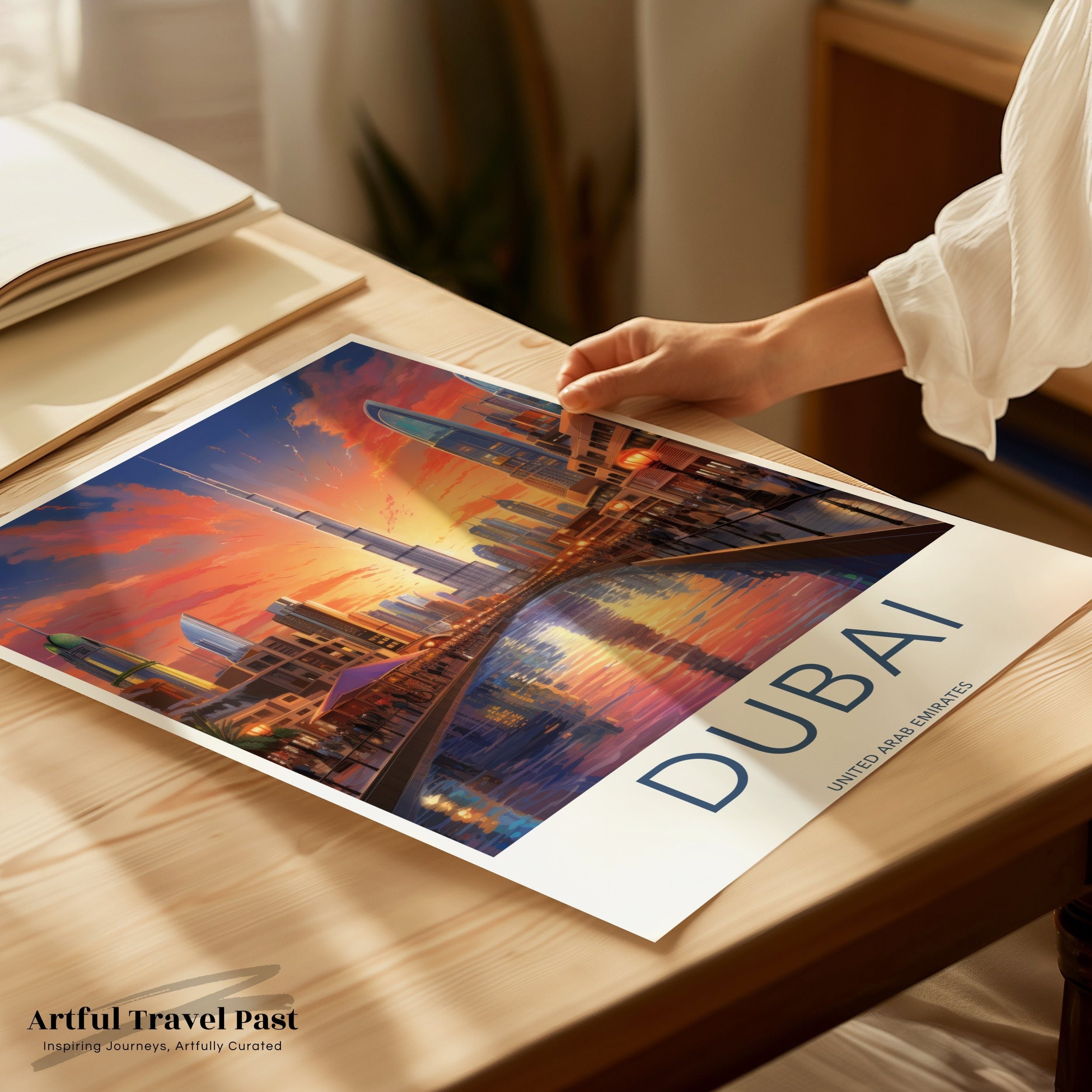 Dubai Framed Poster, Stunning Dubai Skyline at Sunset, Iconic Burj Khalifa, Captivating Dubai Marina, Beautiful Dubai Souks