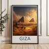 Giza Egypt Framed Poster, Egyptian Pyramids Wall Art, Ancient Wonders Decor, Desert Landscape Print, Historical Architecture