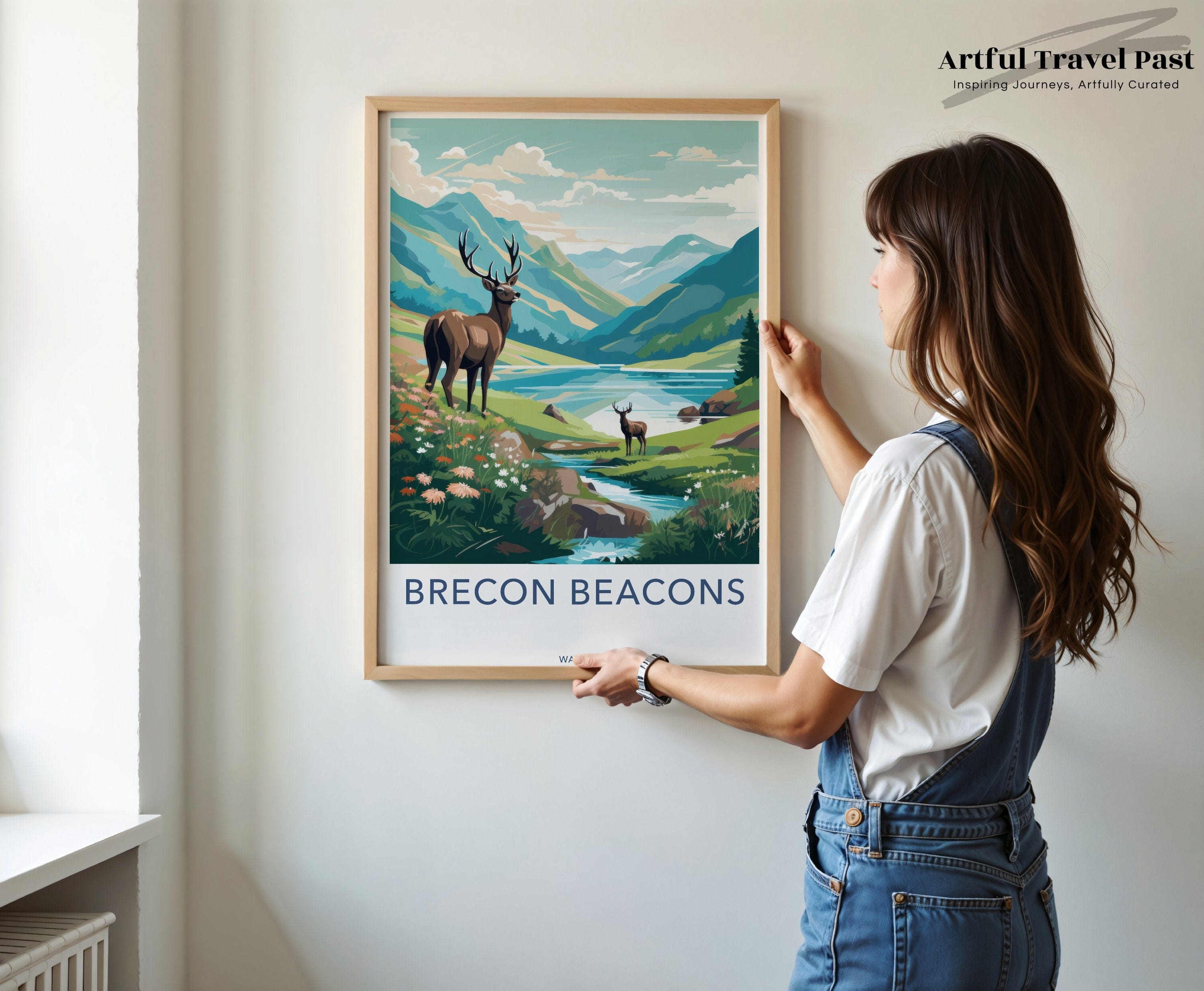 Wall Art Brecon Beacons Poster | Deer Wildlife | Wales Wall Art