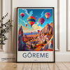 Hot Air Balloons Over Göreme Framed Poster, Stunning Göreme Landscape, Beautiful Scenic Art Print, Wall Decor for Home or Office