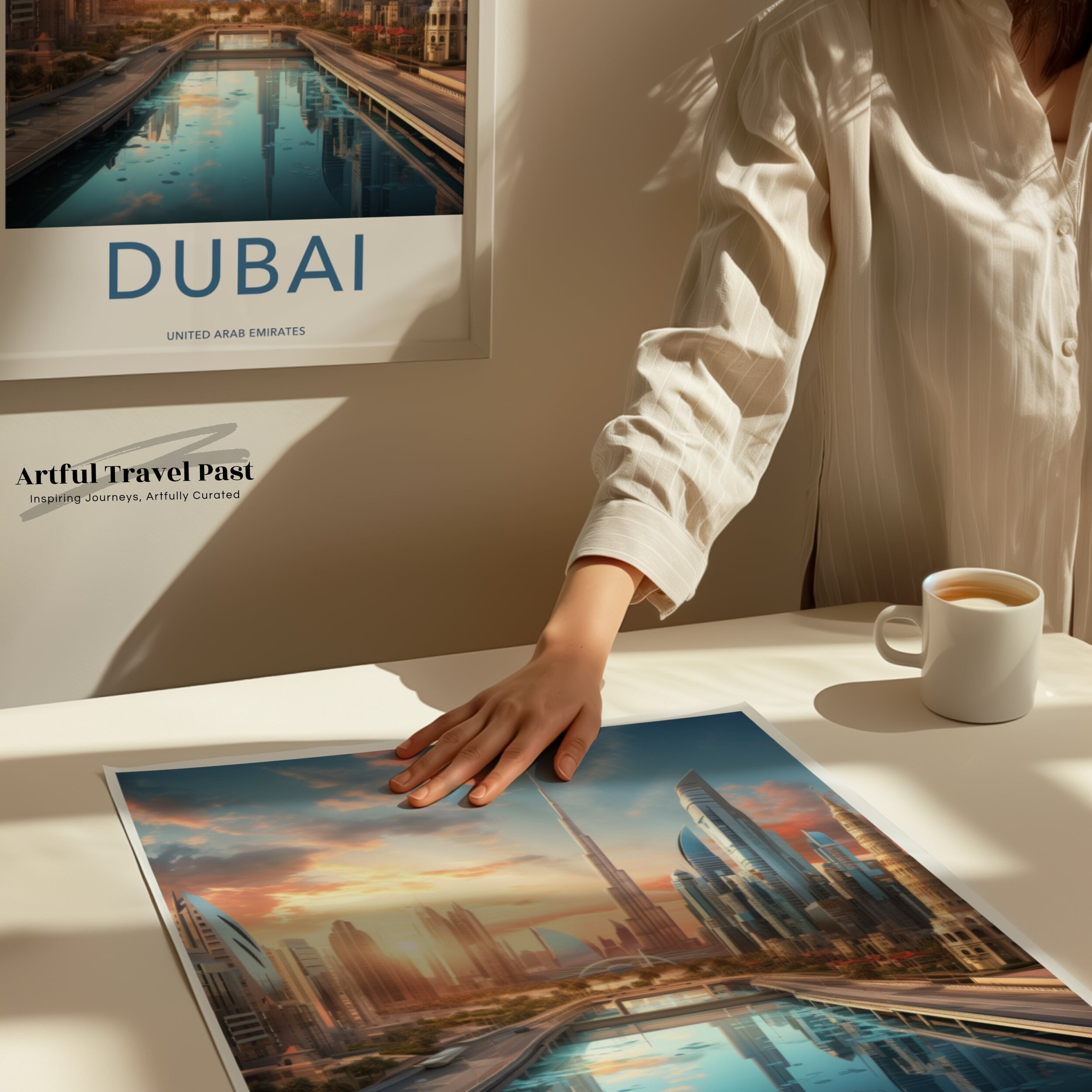 Dubai Cityscape Framed Poster, Dubai Skyline Art Print, Modern City Wall Decor, United Arab Emirates Travel Poster, Urban Landscape Artwork