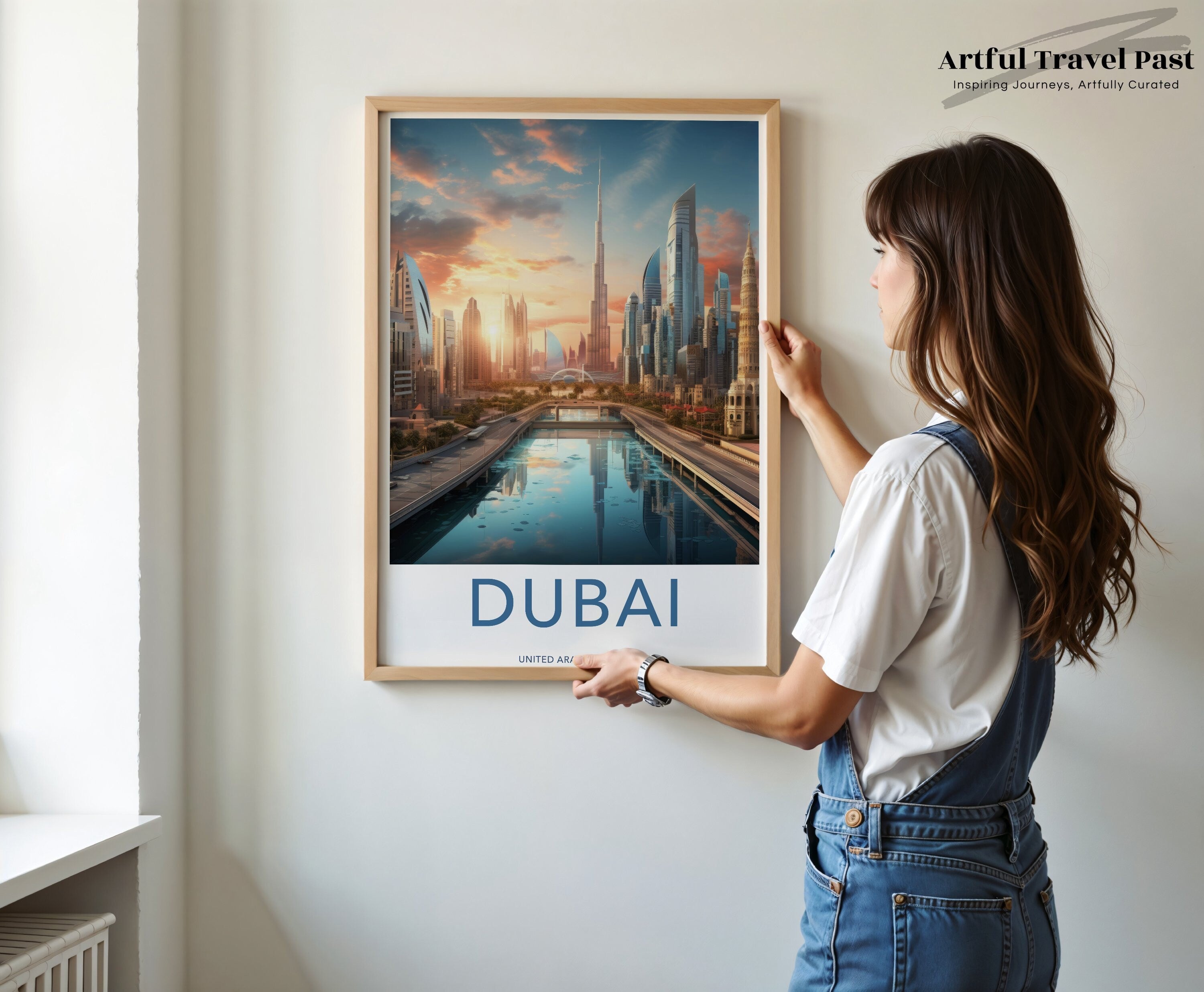 Dubai Cityscape Framed Poster, Dubai Skyline Art Print, Modern City Wall Decor, United Arab Emirates Travel Poster, Urban Landscape Artwork