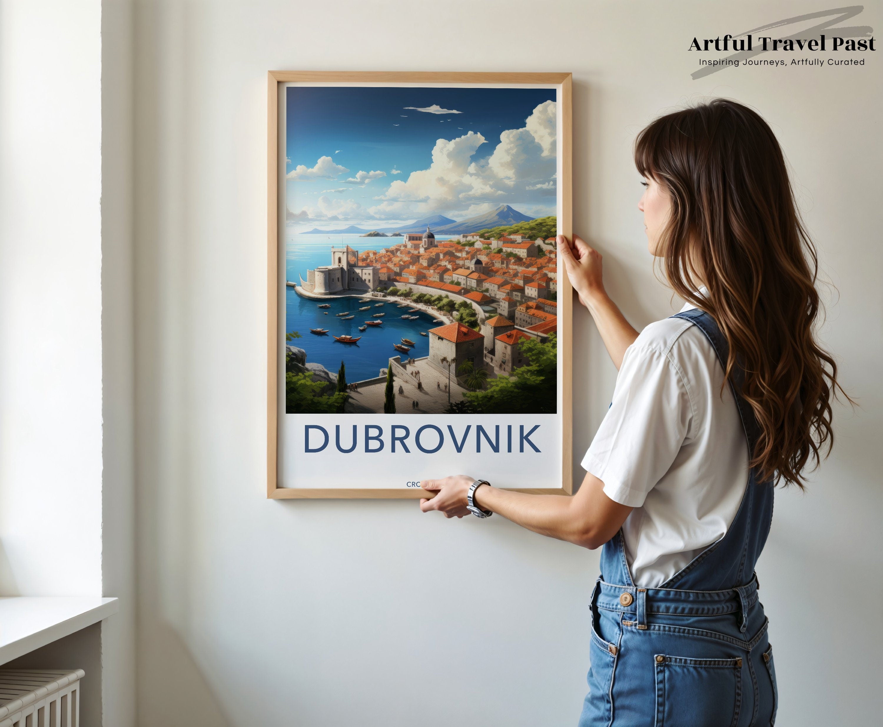 Dubrovnik Framed Poster, Coastal City Wall Art, Historic Croatian Poster, Mediterranean Landscape Print, Architectural Wonders