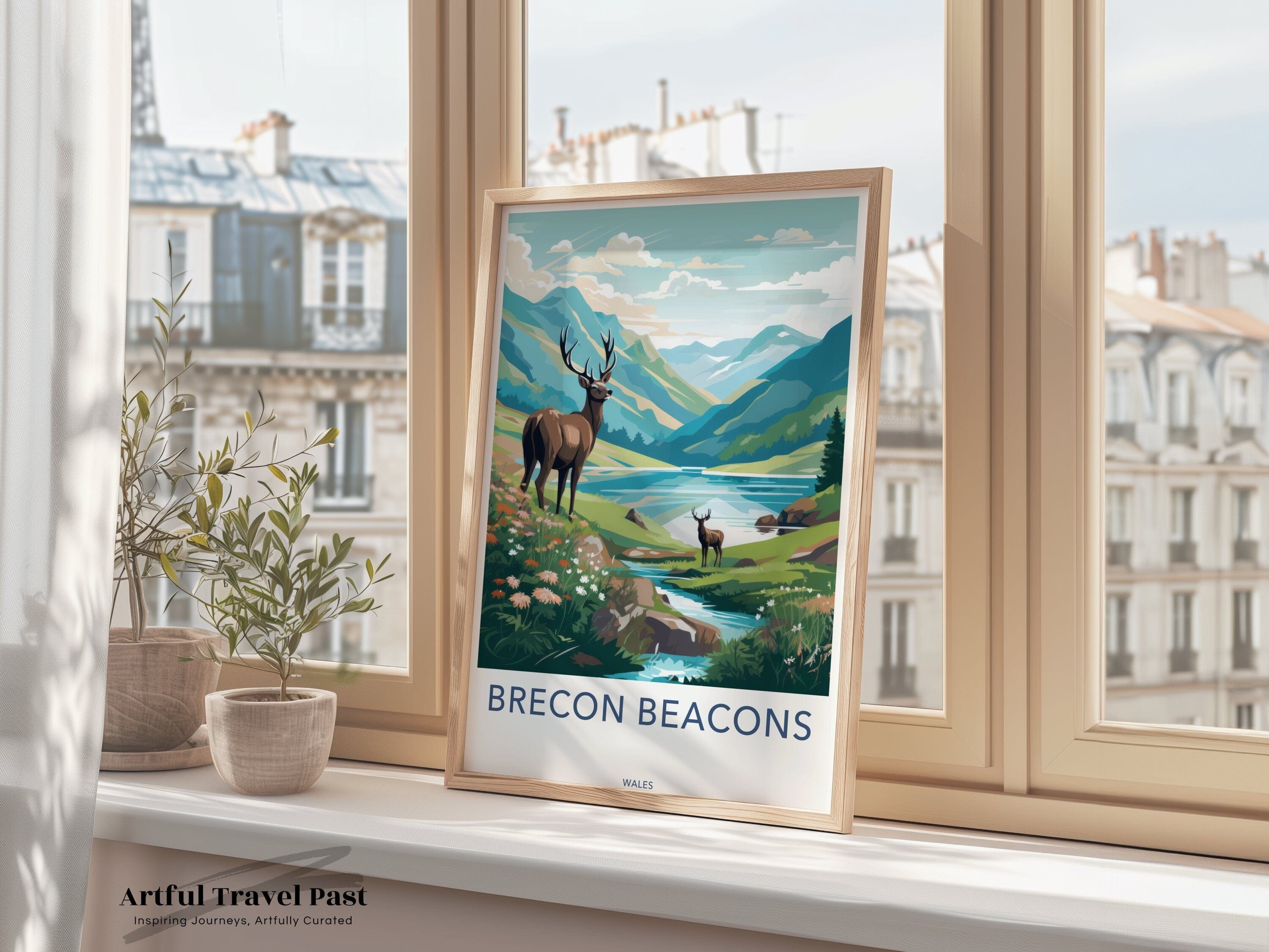 Wall Art Brecon Beacons Poster | Deer Wildlife | Wales Wall Art